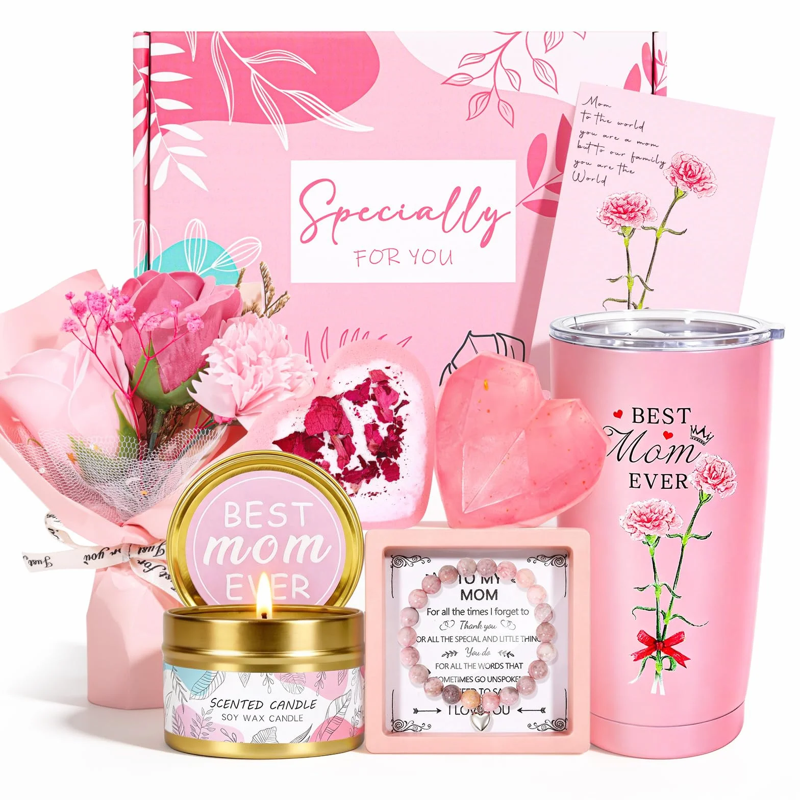 Regalos para mamá, regalo único de cumpleaños, día de la madre, regalo de agradecimiento para mujeres, juego de cesta de regalo para madre de hija e hijo, regalo de agradecimiento para madre de
