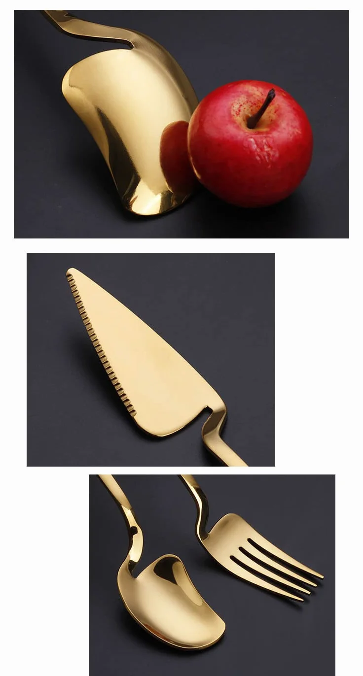 Juego de Cubiertos Dorados de 36 Piezas para Cena, para 12 Personas, de Acero Inoxidable, con Tenedores y cucharas, Creativo, de Pared, Pulido con Espejo, para Banquetes de Bodas,