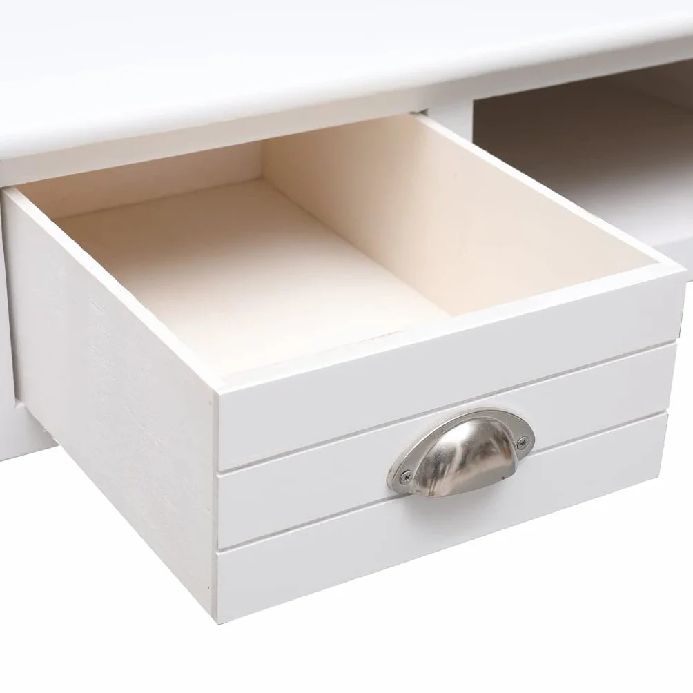 vidaXL Escritorio de Madera Maciza de Paulownia Blanco 108x45x76 cm