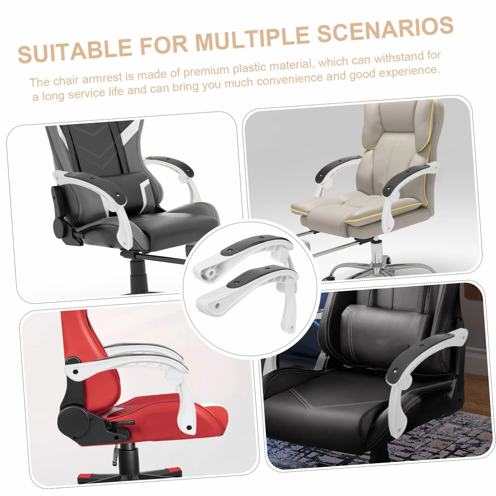 2 Piezas cadeira ergonomica Ergonomic Chair sillas escritori telescópico Cubierta del reposabrazos Silla de Componente Oficina Silla de Juego el plastico