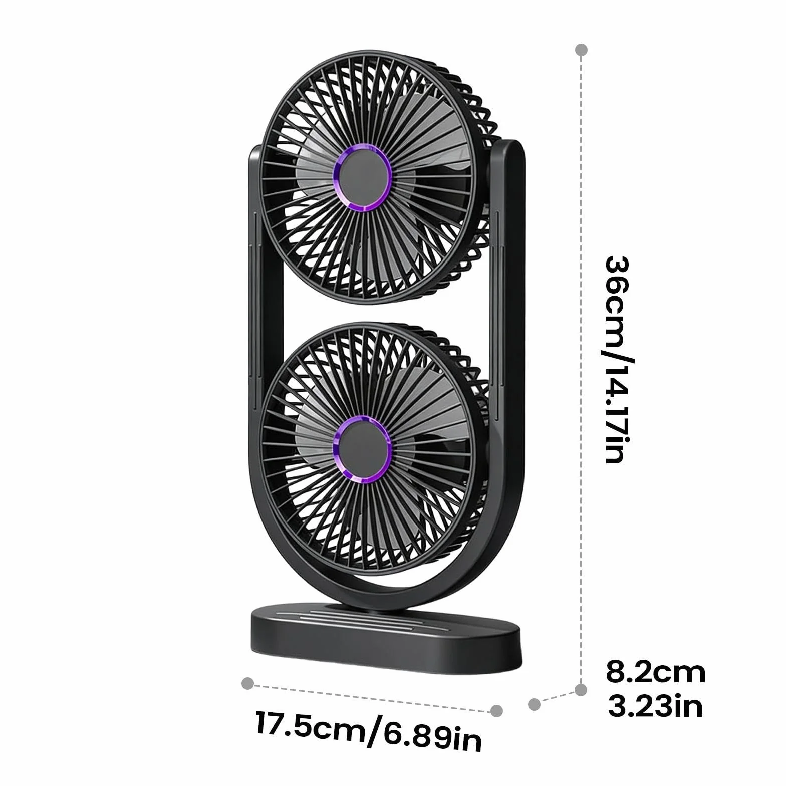 Ventilador de Mesa Silencioso Doble cabezal recargable refrescante y | ventilador de sobremesa para verano y refrigeración de escritorio para apartamento dormitorio salón cocina oficina