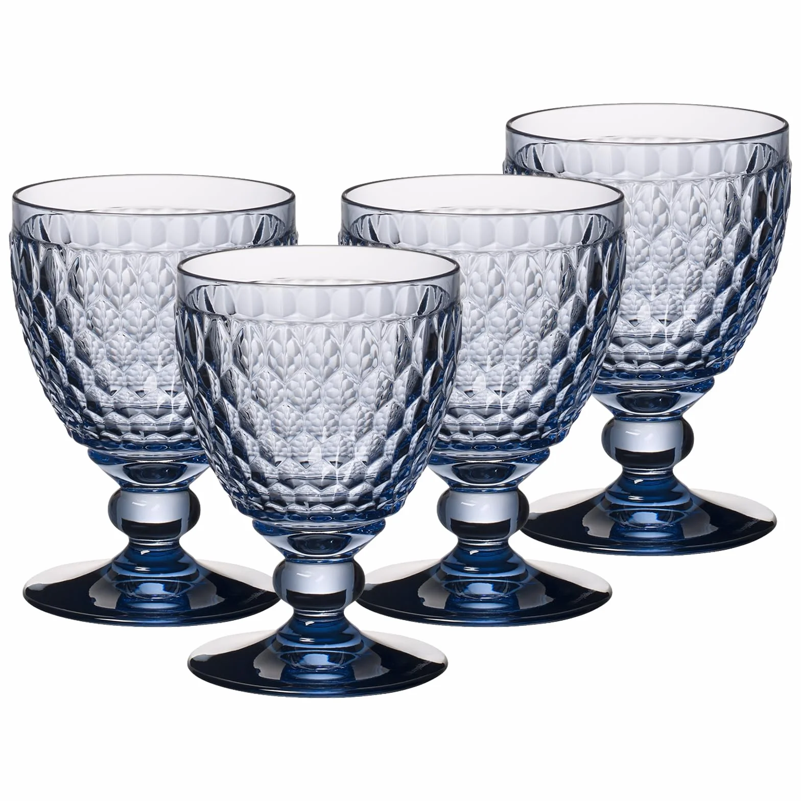 Villeroy & Boch Boston - Juego de 4 copas de vino tinto de colores, 310 ml, diseño facetado, para vino tinto, apto para lavavajillas, color azul