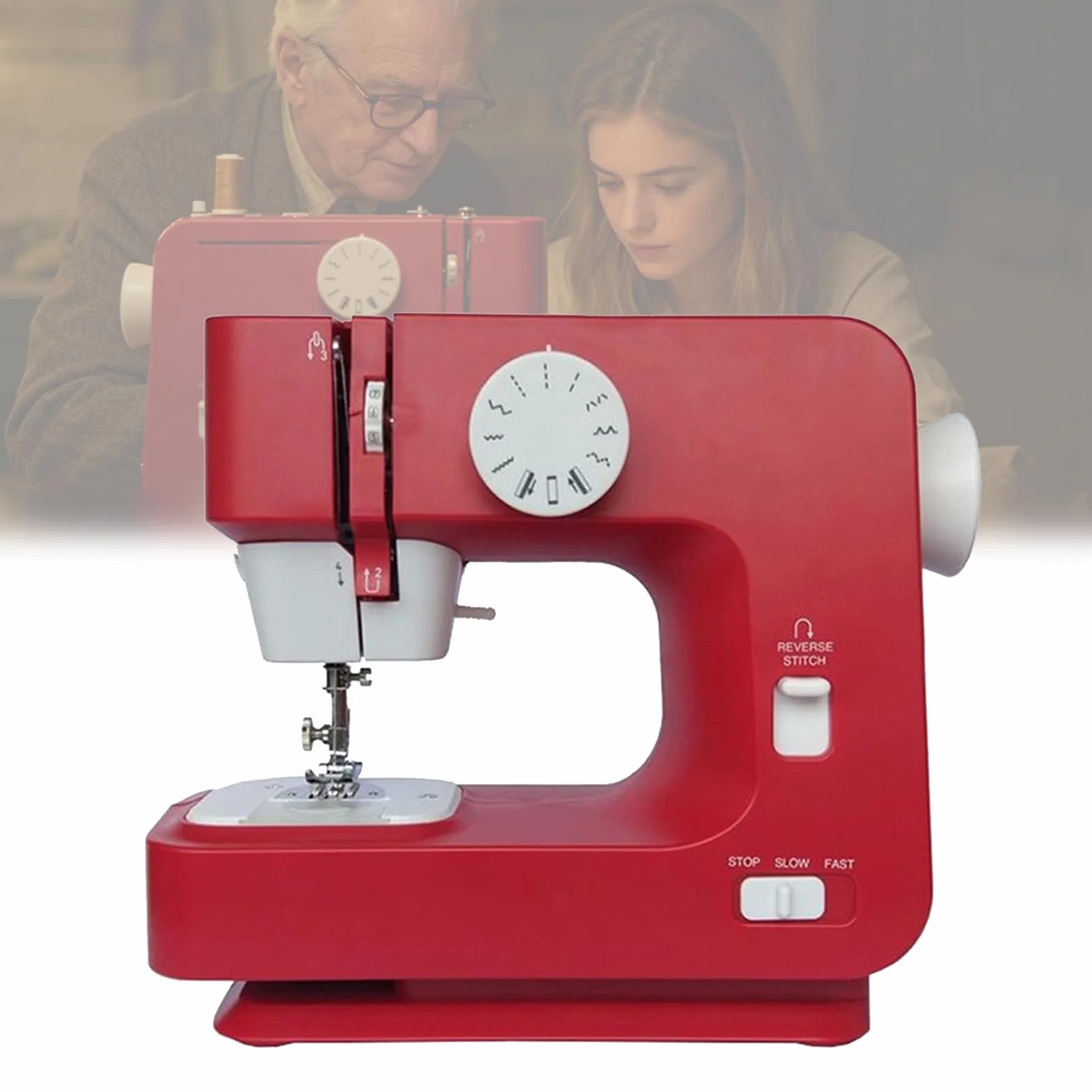 Máquina de Coser Portátil, Máquina de Coser Eléctrica con 12 Puntadas Incorporadas, Ojal de 4 Pasos, Puntada Reversa y Luz LED, Máquina de Coser Compacta para el Hogar para Reparación de Ropa y Manual