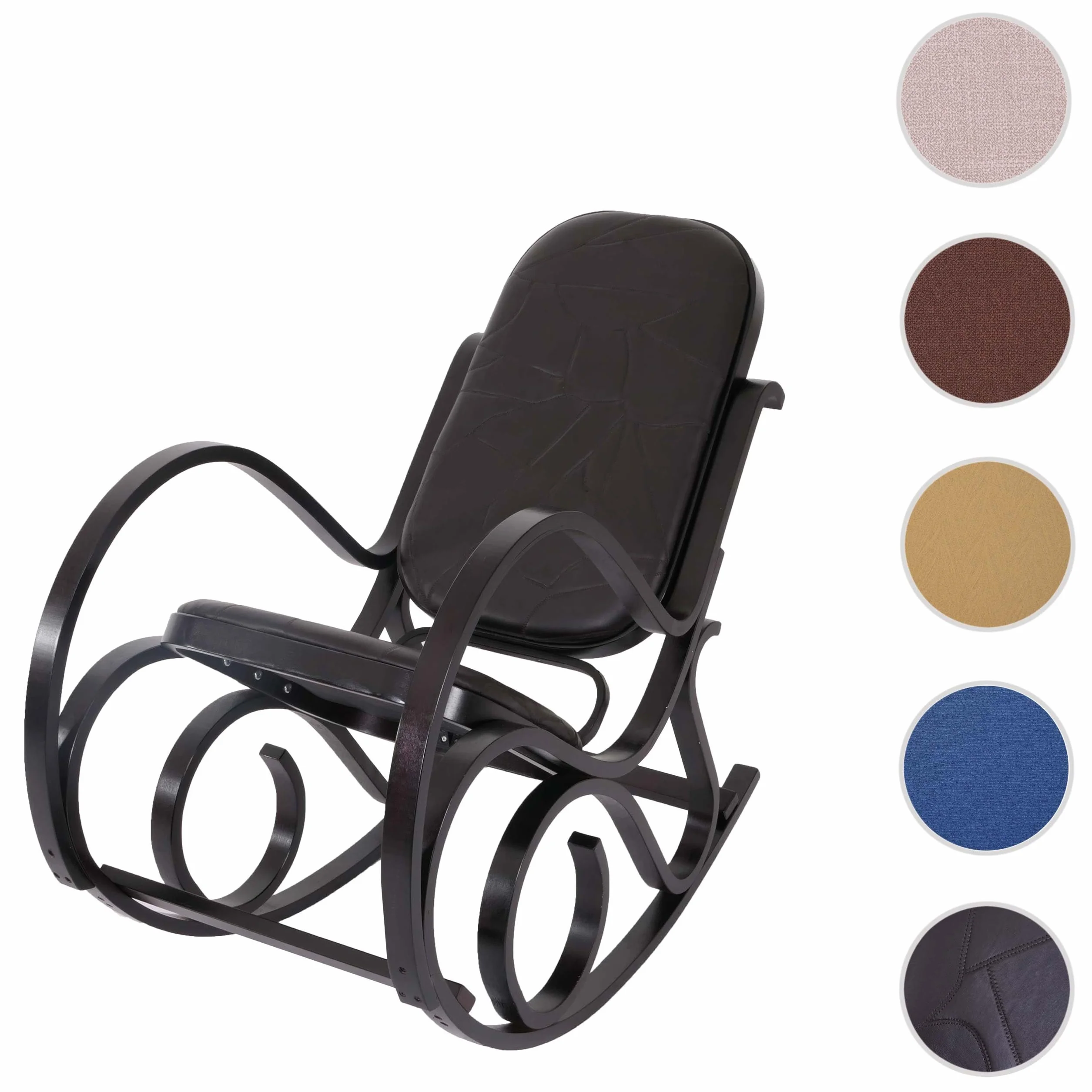 Mendler Rattan im Trend M41 - Mecedora de madera maciza con aspecto de nogal, diseño de patchwork, color marrón