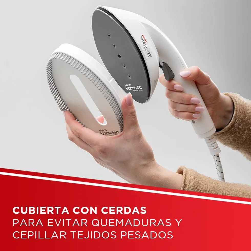 Polti Vaporella Vertical Styler GSF80R, Plancha de Vapor Vertical de Pie, Autonomía Ilimitada, Potencia de 2000 W, Calentamiento en 30 Segundos, Blanco y Rojo