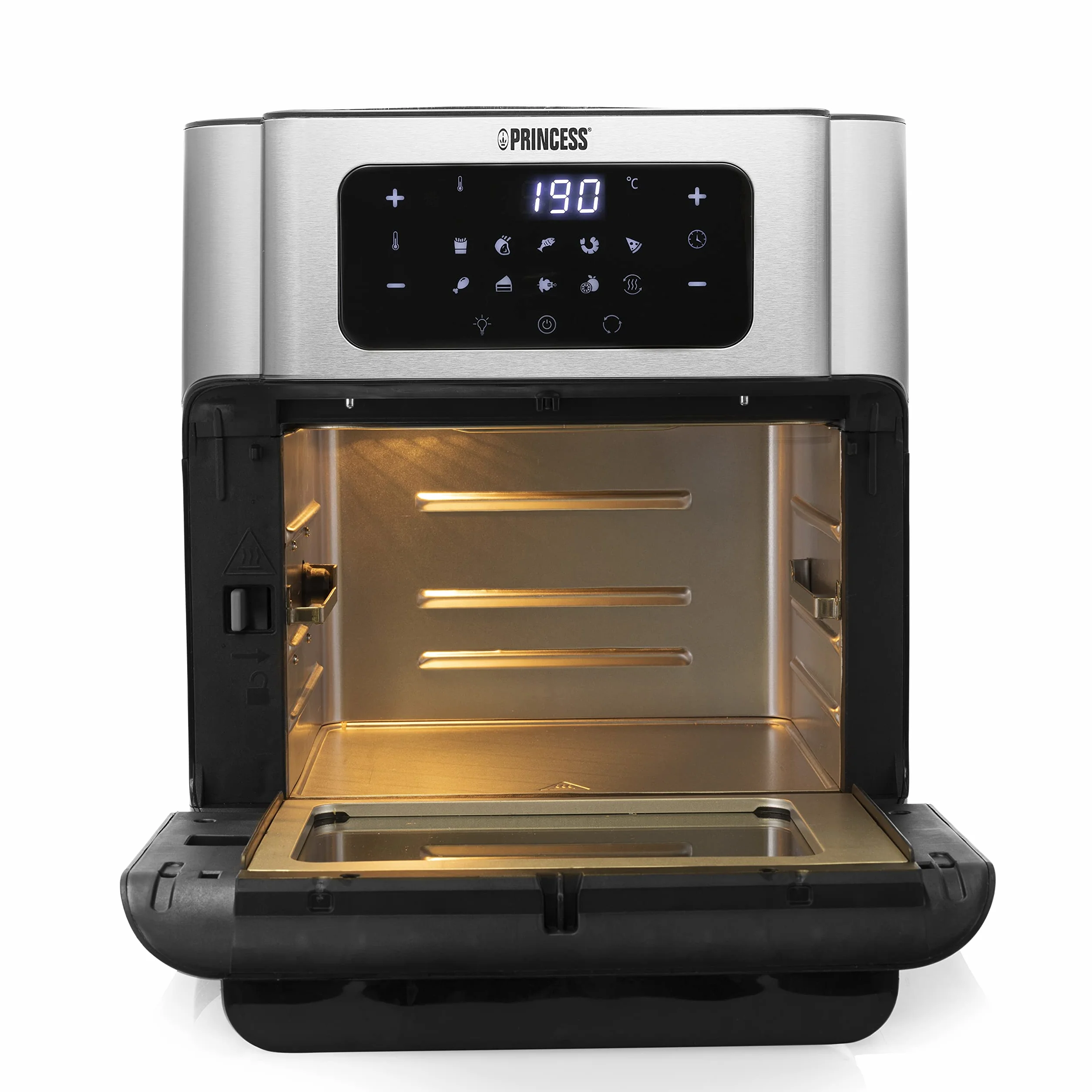 Princess Freidora sin Aceite Horno 10 L con Cesta Giratoria, Airfryer con Convección, 10 Programas, Pantalla Táctil Digital, Acero Inoxidable, Hasta 66,7% Ahorro Energético, 1500 W, 182065