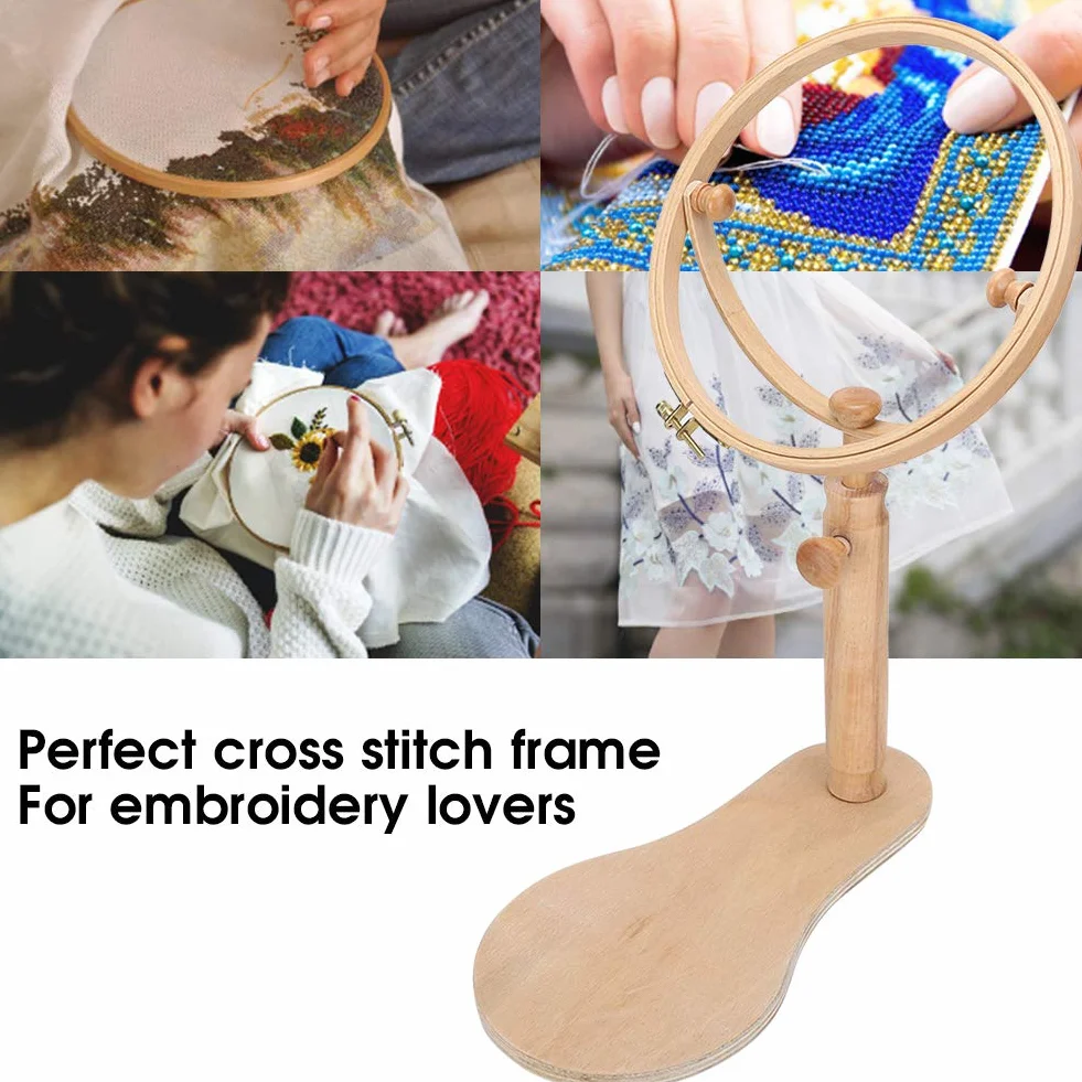 Bastidor de Punto de Cruz Soporte de Madera para Bordado Bastidor de Bordado Redondo Aro de Madera portátil Suministros para Punto de Cruz Herramientas de Costura