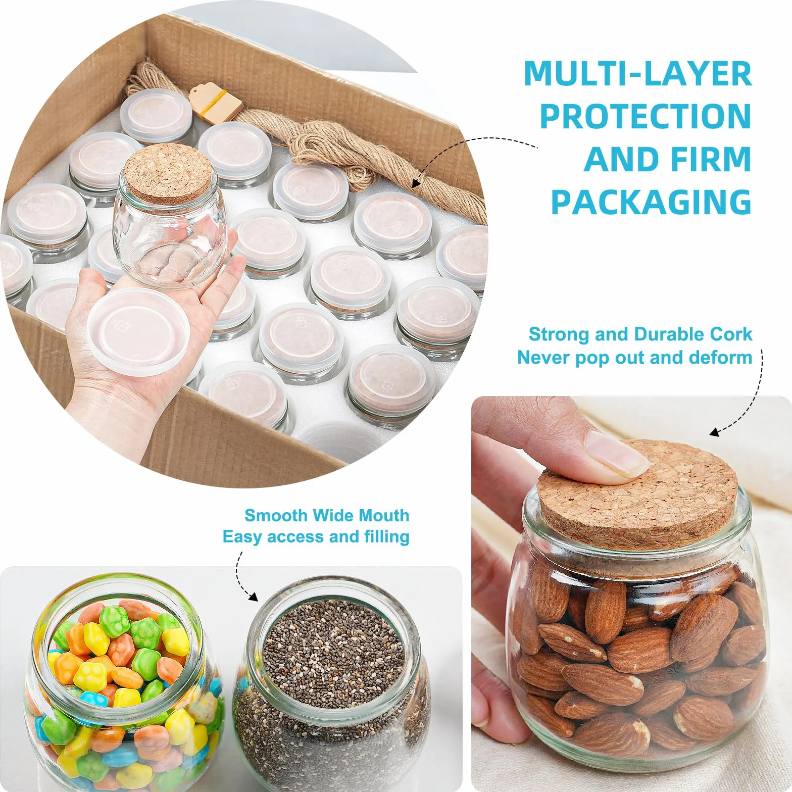 Absovetu Paquete de 40 tarros pequeños de cristal con tapa y etiquetas, 200 ml, para velas, mermeladas, avena, especias, bodas, Navidad, regalos de bricolaje