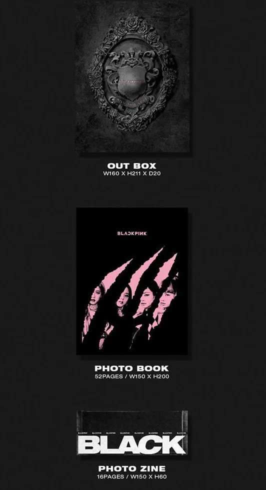 BLACKPINK Kill This Love [Black Version] 2nd Mini Album Photobook Poster Photo Zine Polaroid Photocard Sticker Set Lyrics Extra 5 Photocards Pocket Mirror