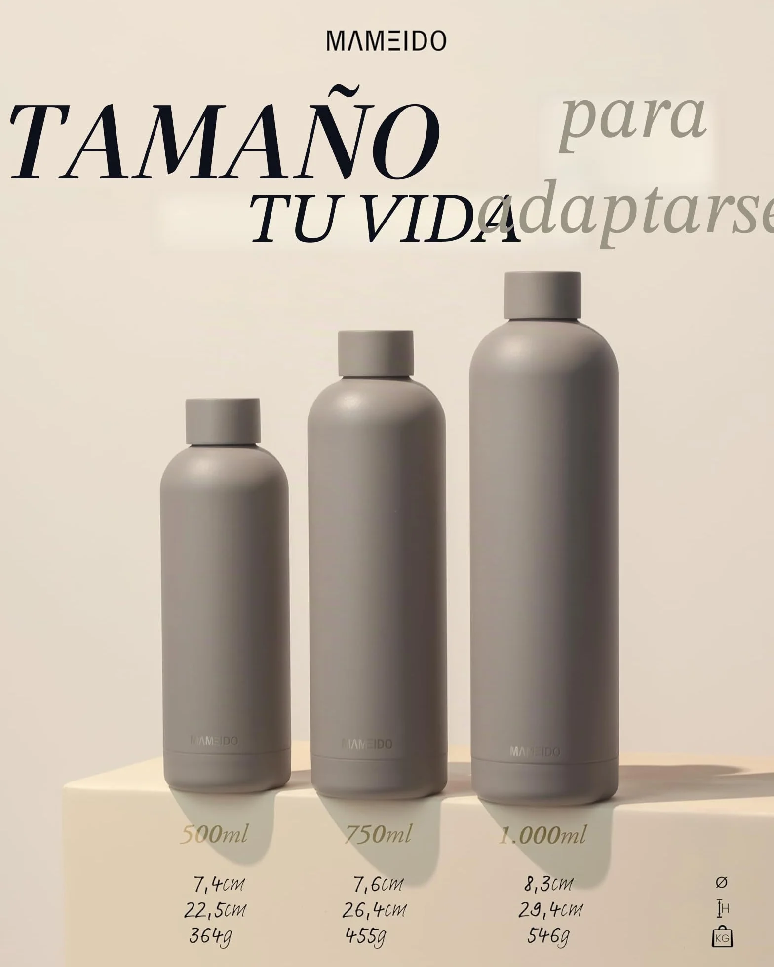 MAMEIDO Botella termica 1 litro acero inoxidable sin BPA antigoteo para bebidas frias y calientes Desert Sage