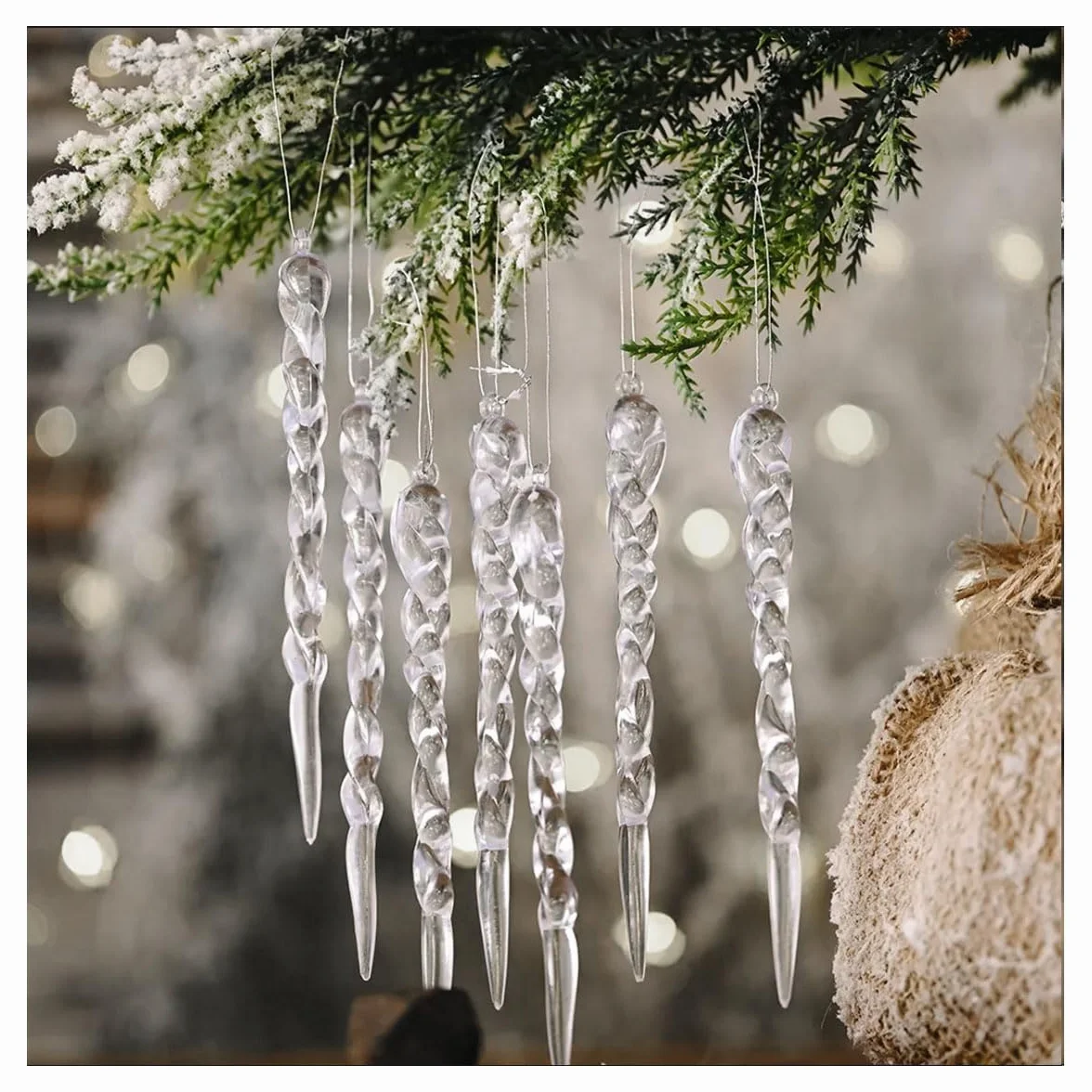 Carámbanos Colgantes Navidad Decoraciones Árbol Adorno Cristal Acrílico - 25 Piezas