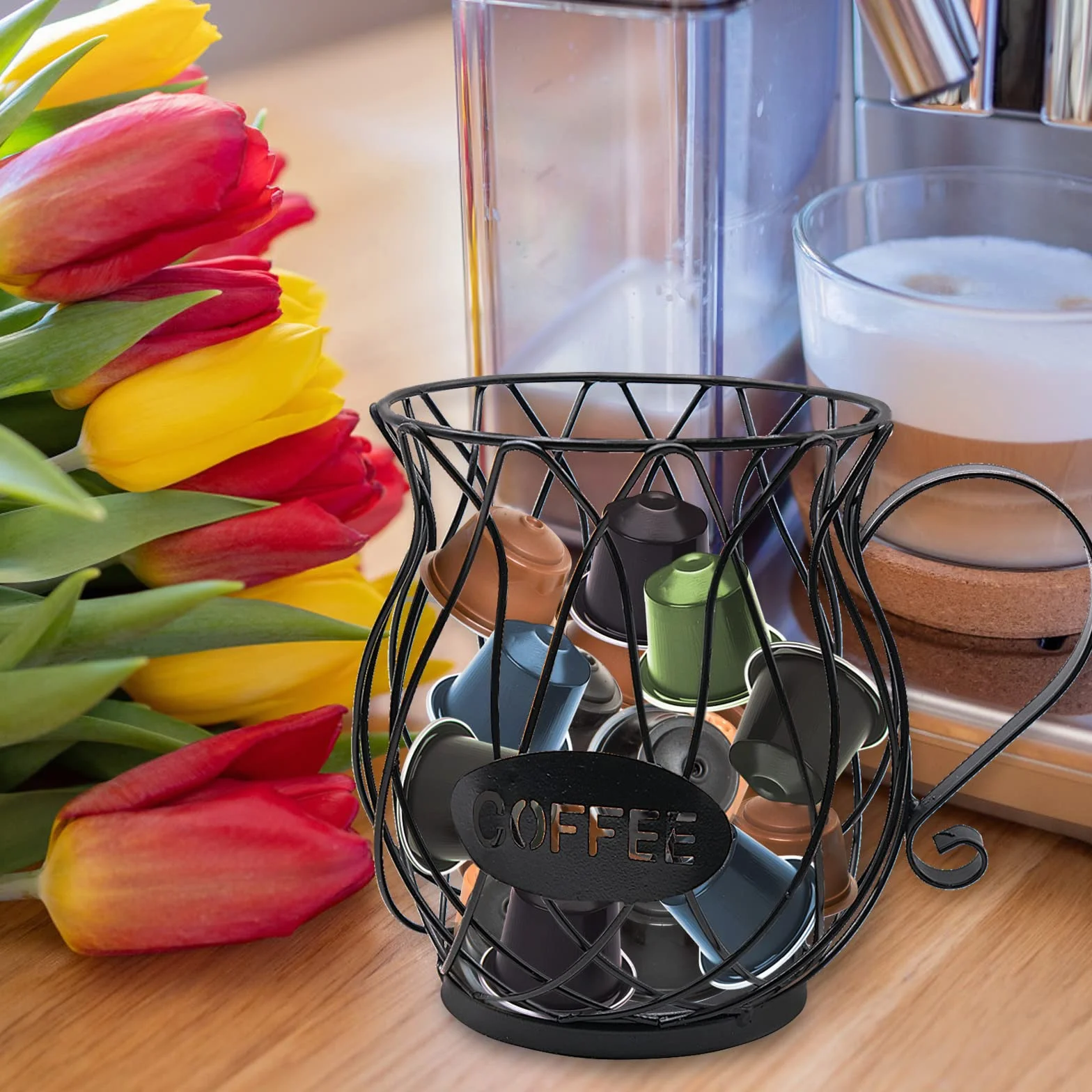 Cesta Almacenamiento Cápsulas Café Dispensador para Cafeterías Hotel