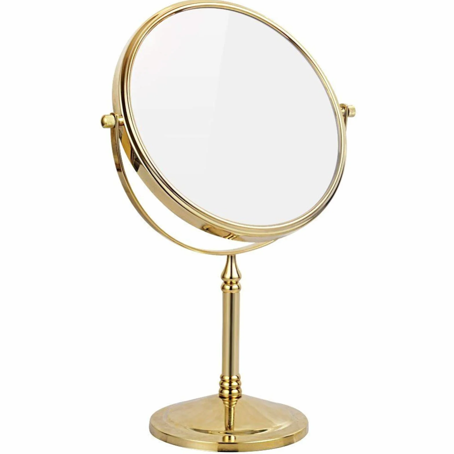 Espejos de Maquillaje de pie Dorados, Espejo de tocador de Doble Cara para encimera con Aumento, Espejos de Afeitar de Mesa giratorios,8 Inch,10X