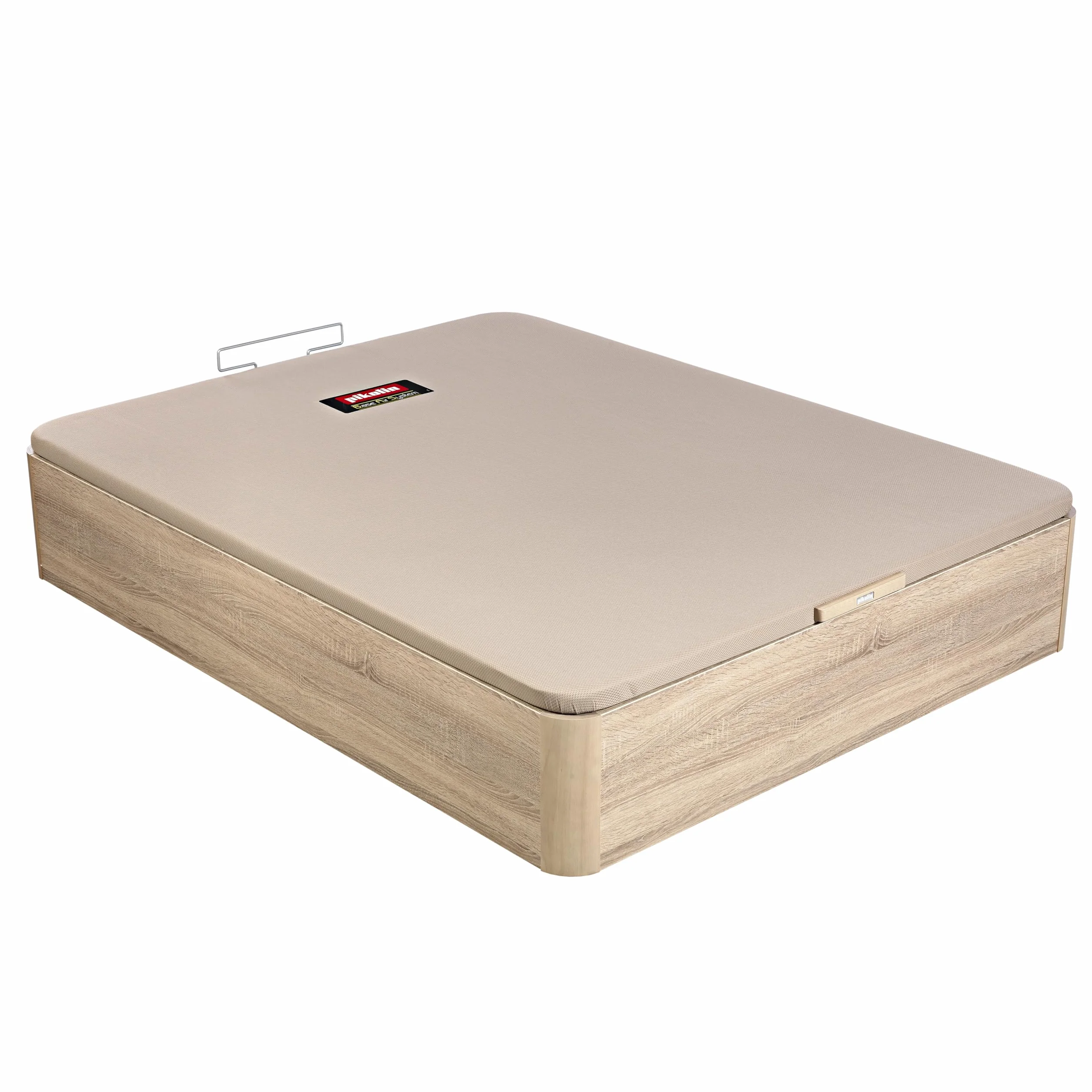 PIKOLIN Canapé Abatible Madera NATURBOX 2.0 | Entrega, Montaje y Retirada de Usado Incluida | 160x200 | Natural | Gran Capacidad de Almacenamiento | 36 cm Altura | 4 Esquinas Redondas