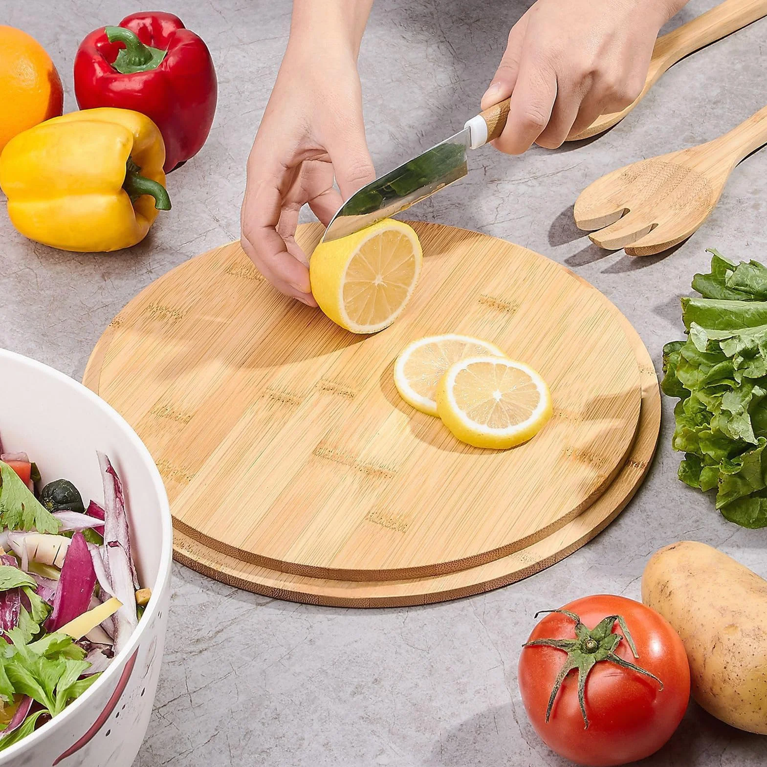 Ensaladeras Grandes Ensaladeras De Madera Vajilla Cuchara Tenedor | Ensaladera Frutas Tapa Contenedores Alimentos Snacks Pasta Cereales Fideos Preparación Comidas Almuerzo Cena Camping Hogar