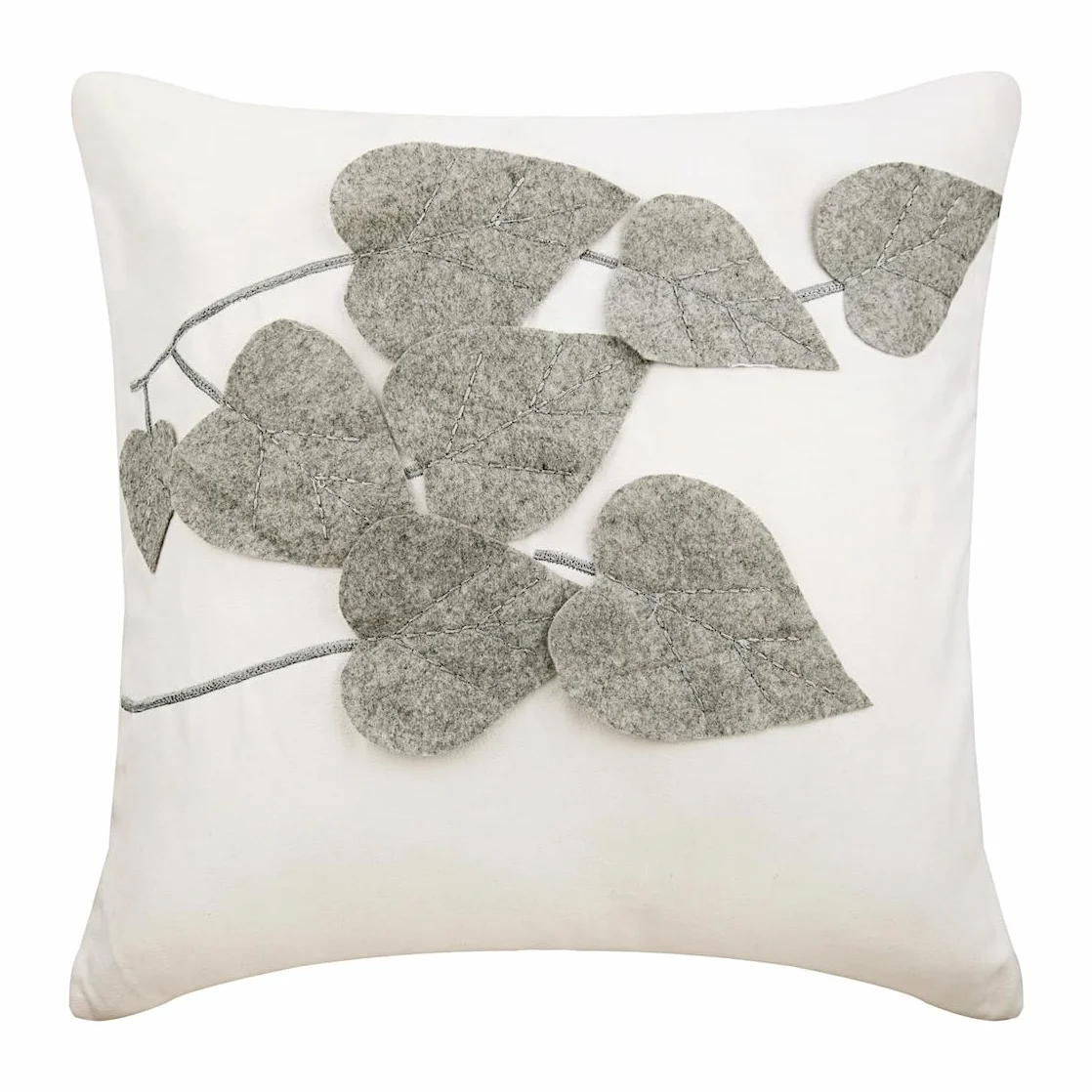 The HomeCentric 55x55 cm Fundas De Almohada Decorativa, Blanco Cubierta De Cojines Decorativos, Hoja De Fieltro Apliques Tema Tropical Fundas De Almohada, Gamuza sintética - Winter Leaves