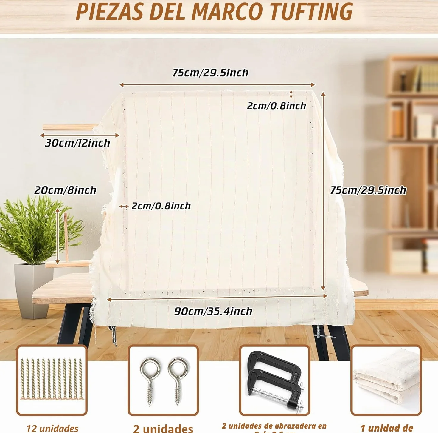BESGEER 29,5" x 29,5" Marco de Tapiz y Tufting para la Fabricación de Alfombras
