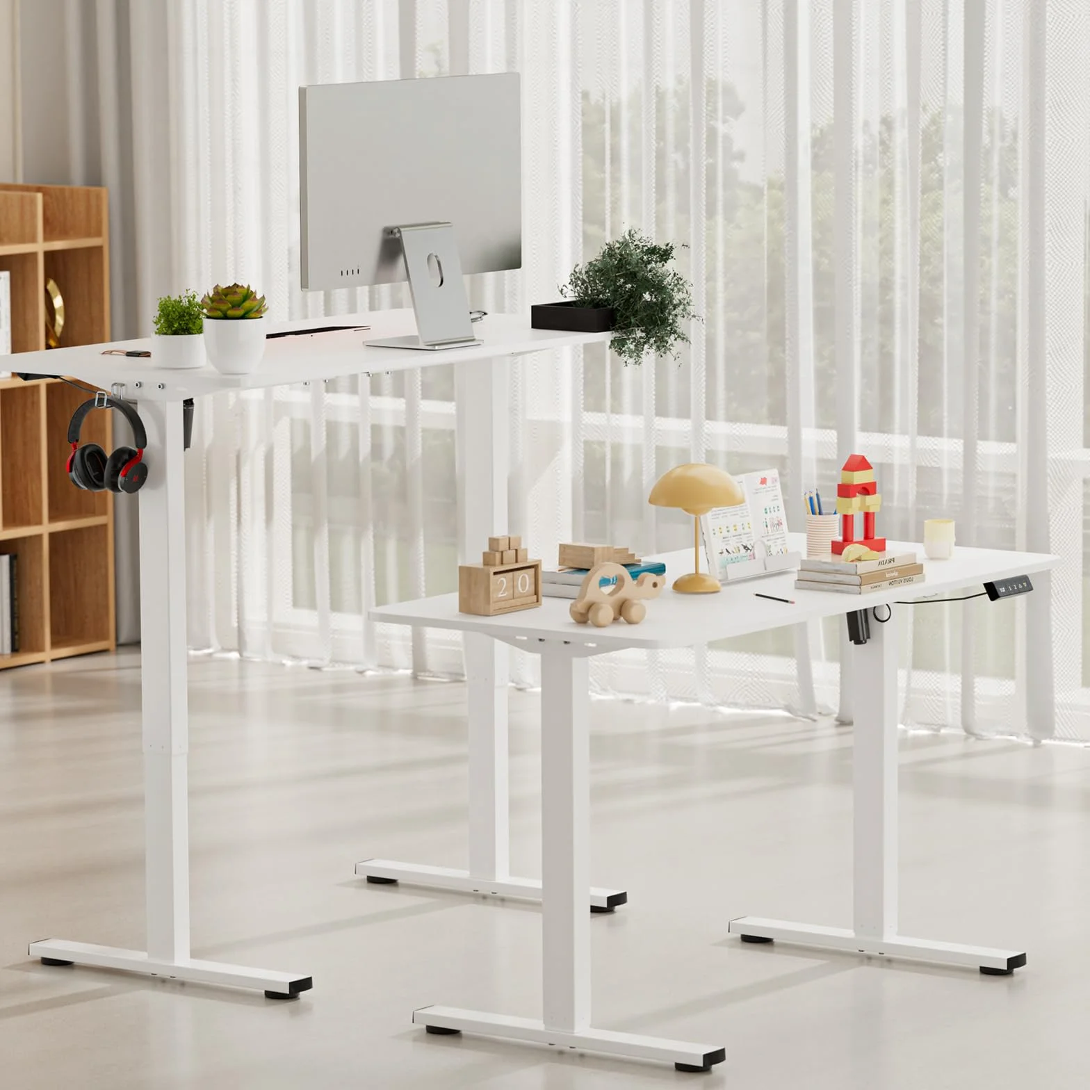 buybyroom Patas Escritorio Elevable, Estructura Mesa Elevable sin Interfaz de Escritorio, con Acero de Alta Resistencia, con USB y Panel Inteligente de Memoria (Sin Panel de Escritorio)