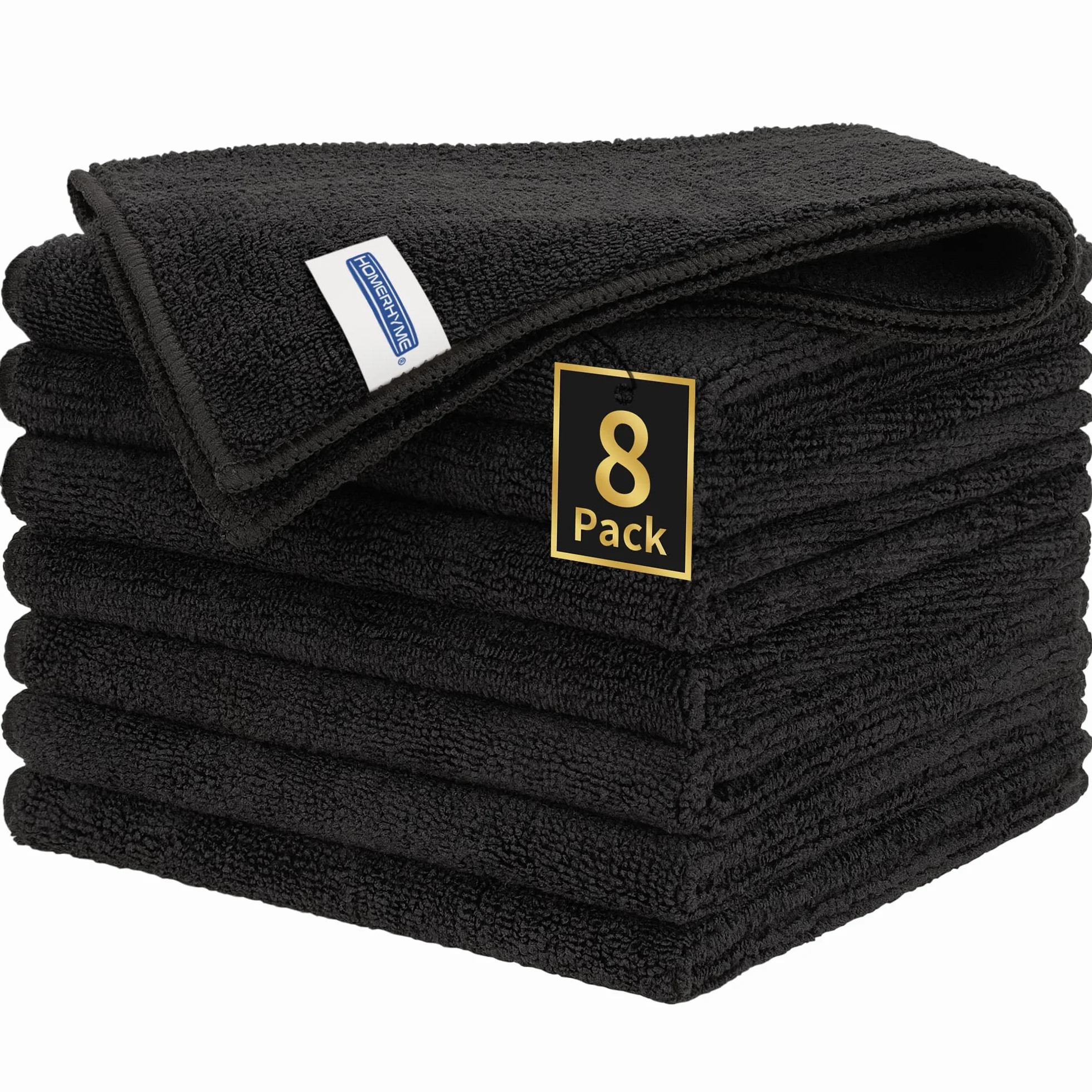 HOMERHYME Paño de limpieza de microfibra de alta calidad, paquete de 8, toallas de limpieza de 12.6 x 12.6 pulgadas, sin pelusas y sin rayas, ultra absorbente, 300 GSM, toalla de microfibra