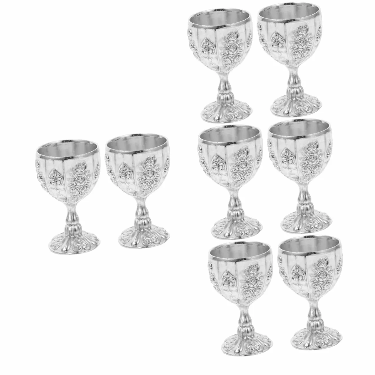 Cabilock 8 Piezas Copa De Vino Europea De Alta Copas De Vino Copa Europea De Licor Copa Cáliz De Oro Vasos De Vino Tinto Copa De Vino Retro Whisky Tazas Aleación De Zinc Silver
