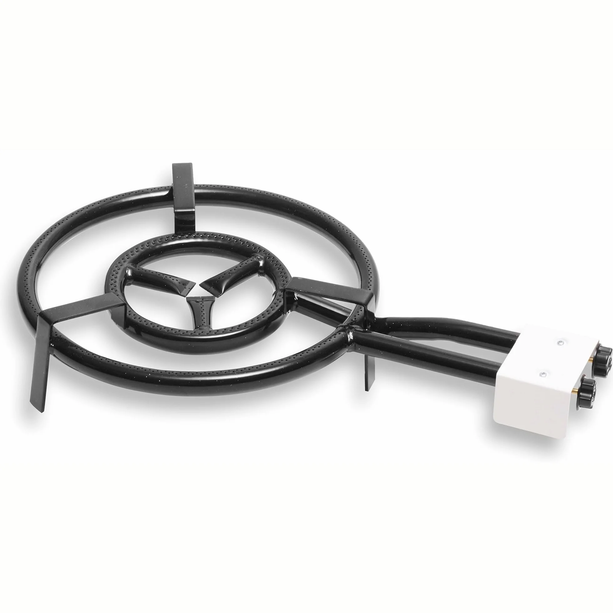 briebe Paellero de Gas 2 Aros 50-30 cm, Quemador Doble, Rosco para Paellas, Plancha, Apto Sartén o Paellera de 42 a 70 cm Diámetro, Regulador de Llama Dos Fuegos