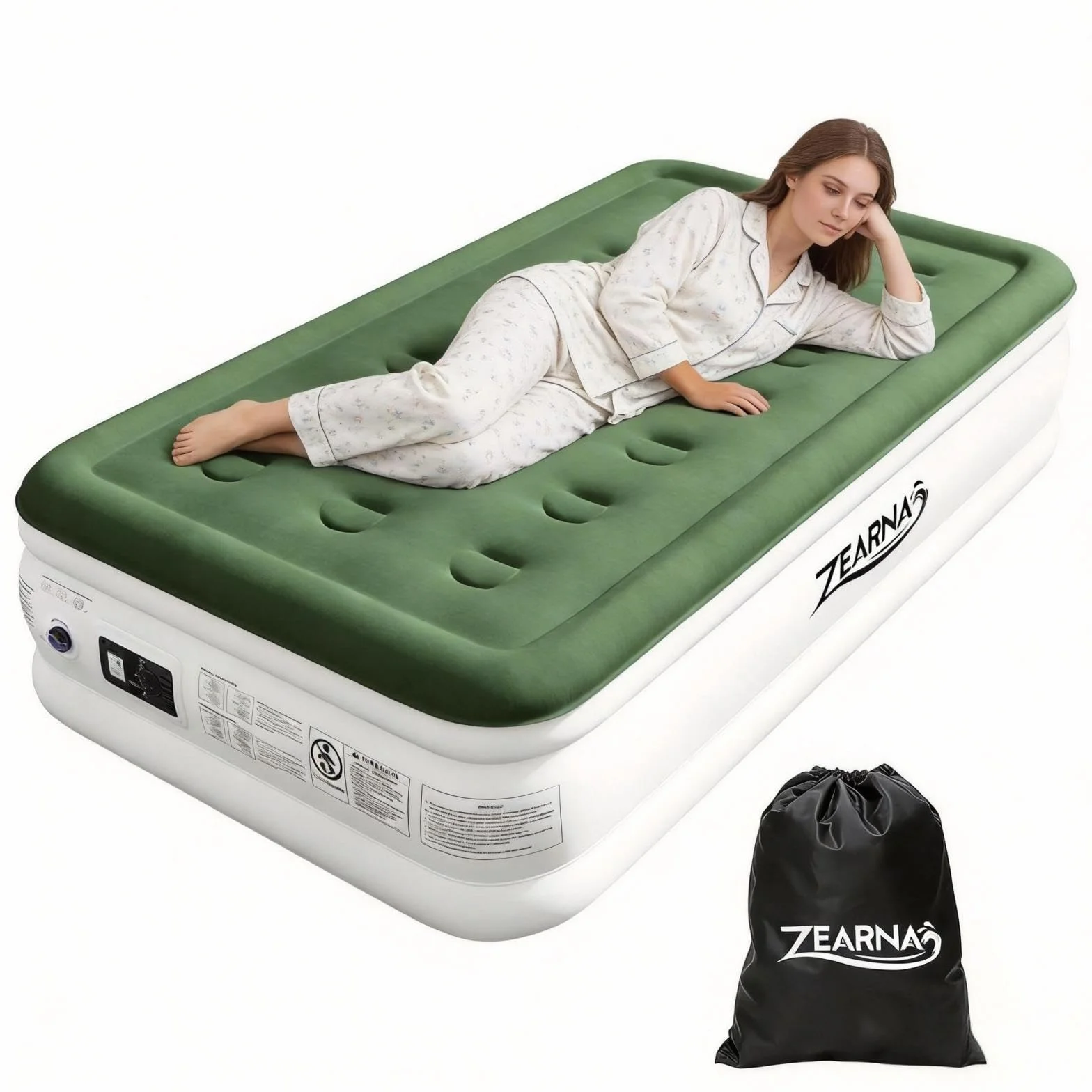 Zearna Colchón Hinchable Individual 190x100x46cm Colchón Inflable con Bomba Eléctrica Incorporada Inflado 3 Min Cama Auxiliar Hogar Camping Invitados