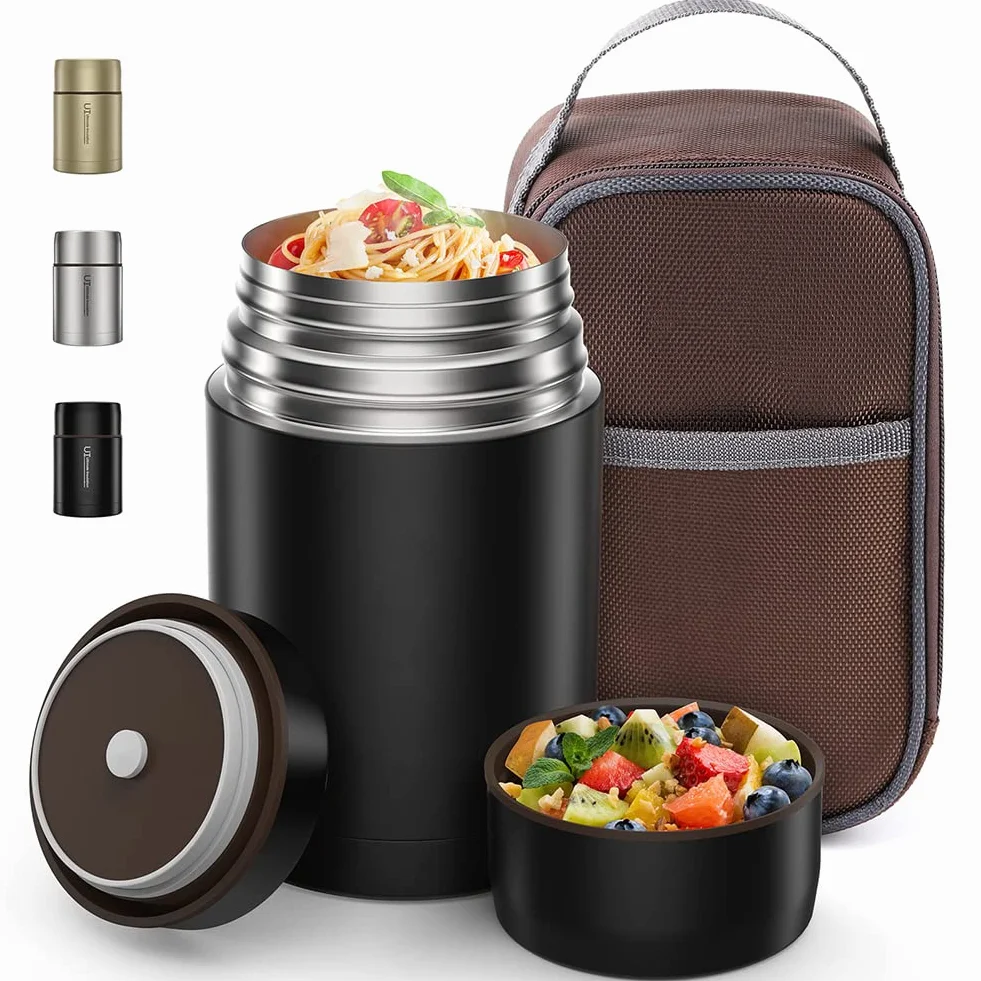URFEDA Fiambrera térmica de acero inoxidable 316, 800 ml, sin BPA, con bolsa aislante y recipiente aislado para alimentos, fiambrera térmica para comida caliente, comida para bebés, comida, sopa