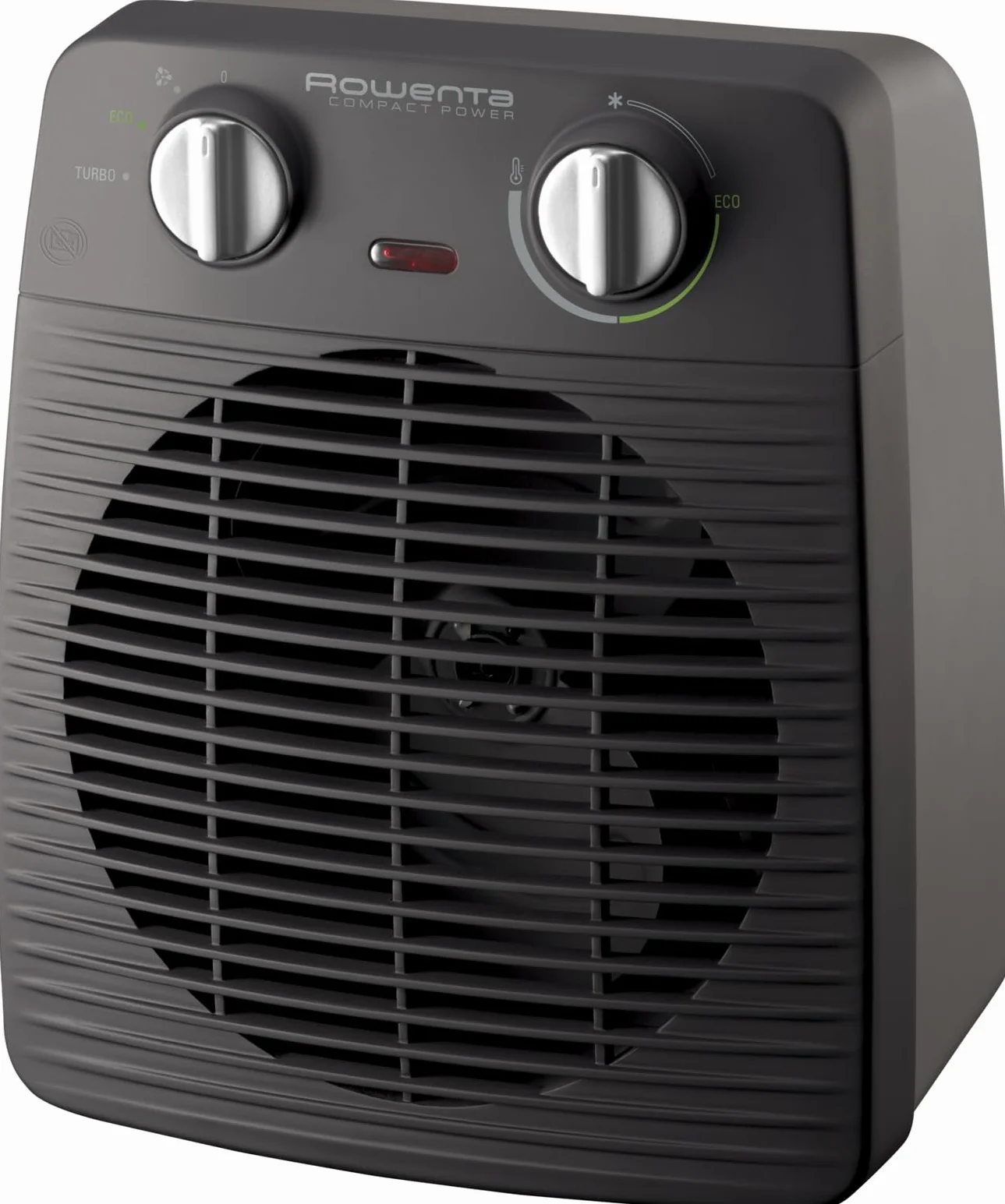 Rowenta Compact Power SO2210 - Calefactor Compacto con motor dual de 1000 W y 2000 W, función Silence, 2 velocidades y múltiples funciones, termostato anti-heladas, función frío, Color Negro