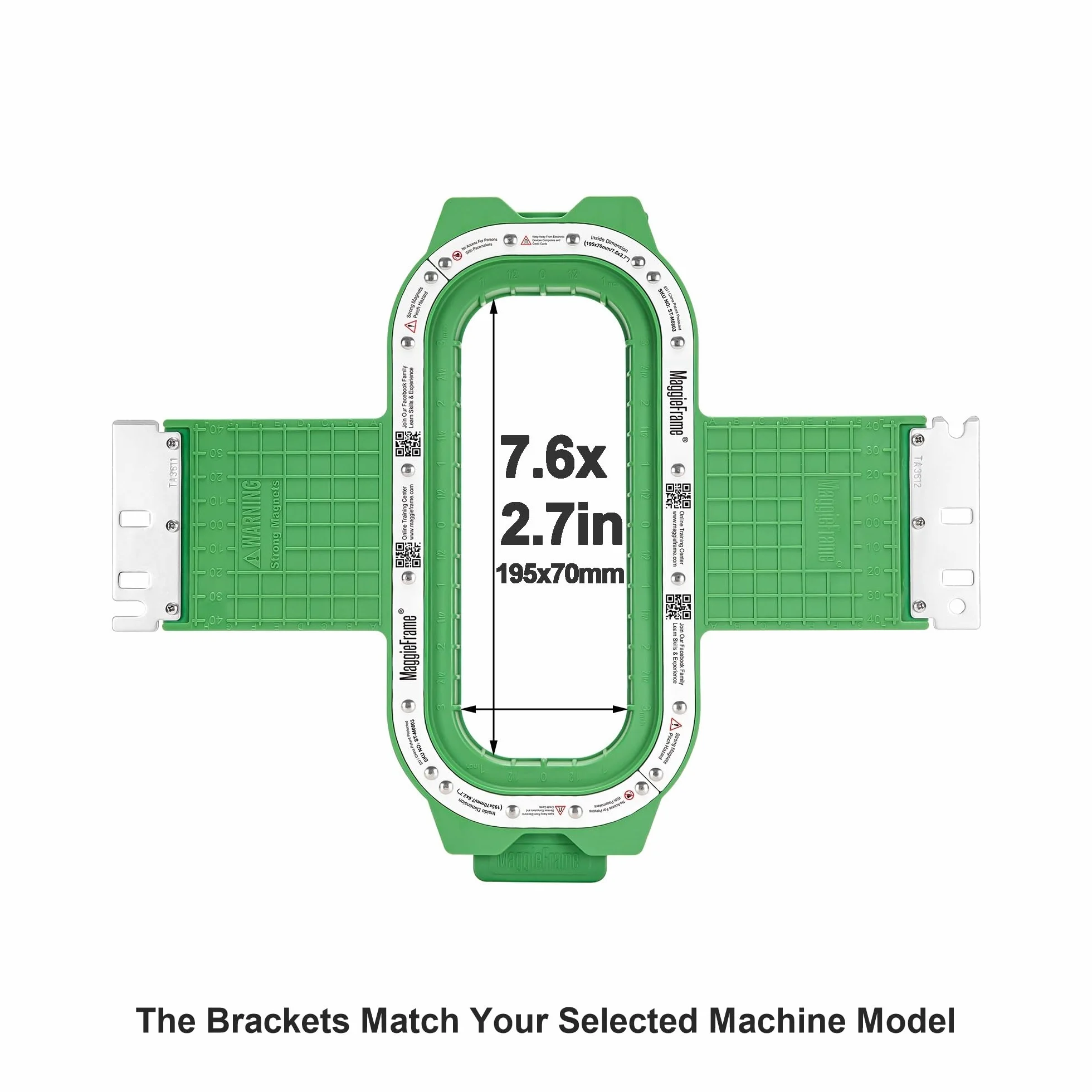 Brewland Bastidor de bordado magnético 195x70mm para Janome MB7 MB4S MB4 | Compatible con Janome MB7S; 7.6x2.7inch