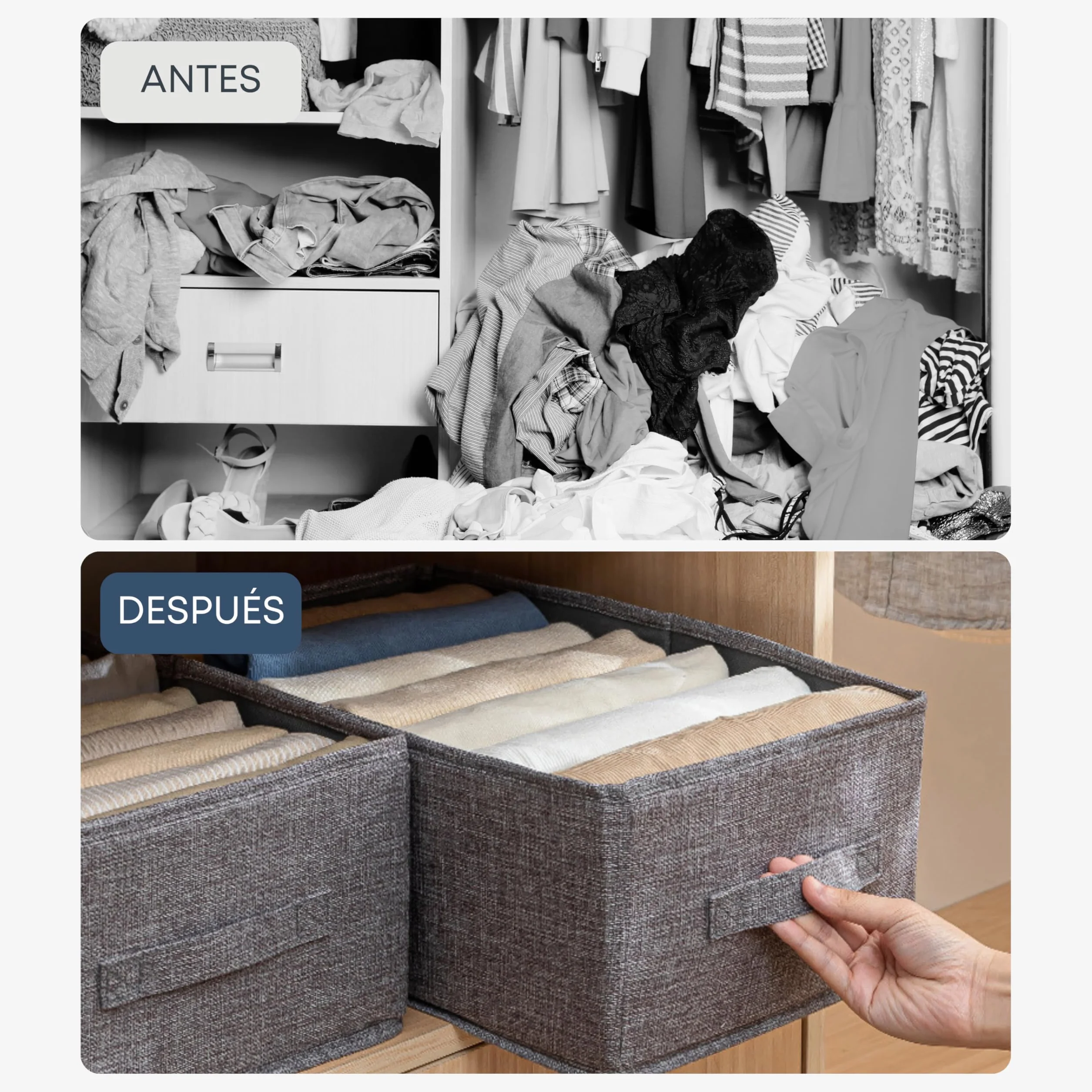 Cajas Organizadoras XL 48x30x20cm Organizador Armario Ropa 3ud