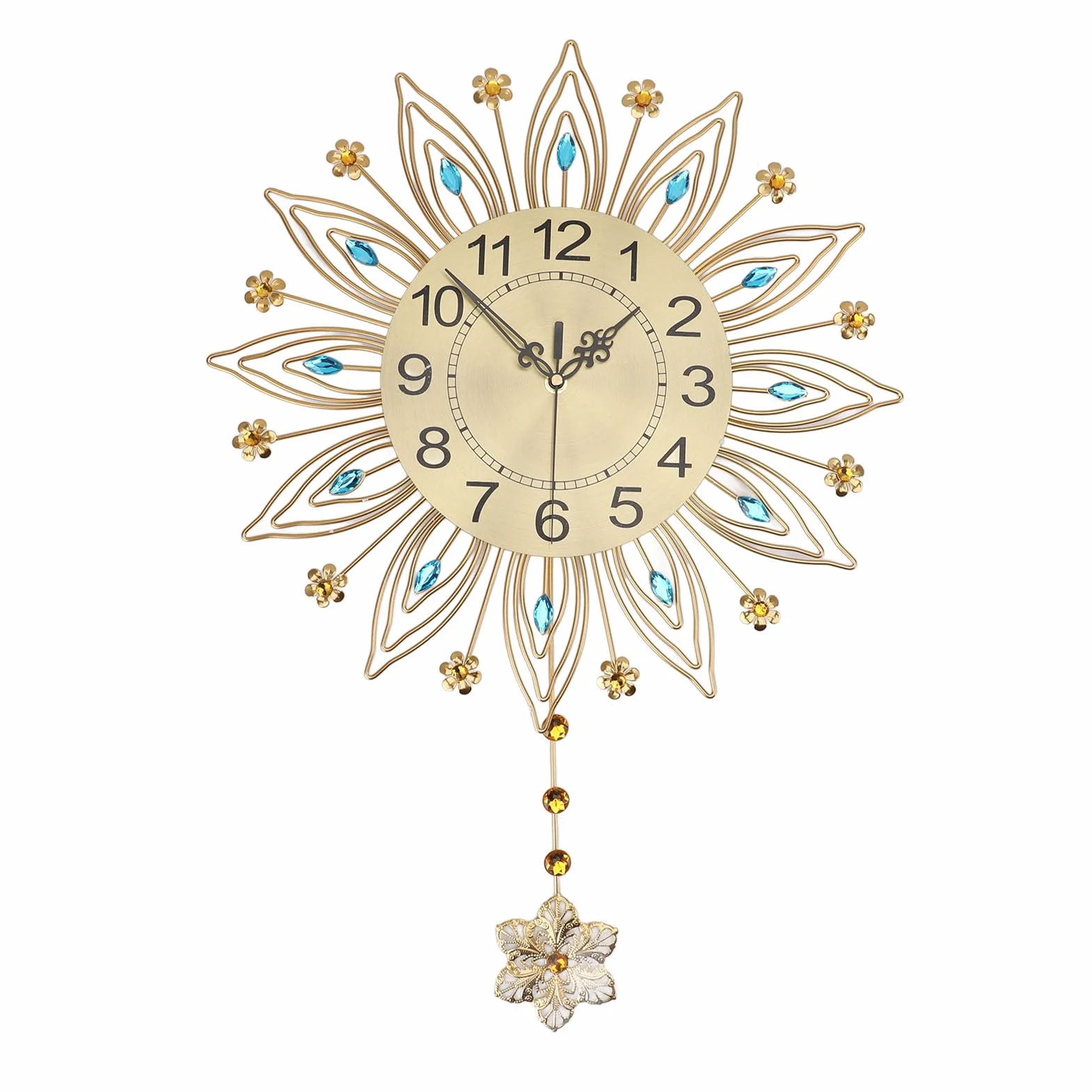 Walfront Reloj de Pared Grande Silencioso, Construcción de Metal, Números Negros Fáciles de Leer, Reloj de Pared Decorativo para Sala de Estar y Espacios de Oficina