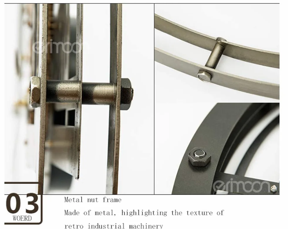 WOERD Reloj De Pared De Estilo Industrial Retro Europeo Engranajes En Movimiento Reloj Creativo De La DecoracióN De La Sala De Estar del Reloj del Engranaje del Arte del Metal