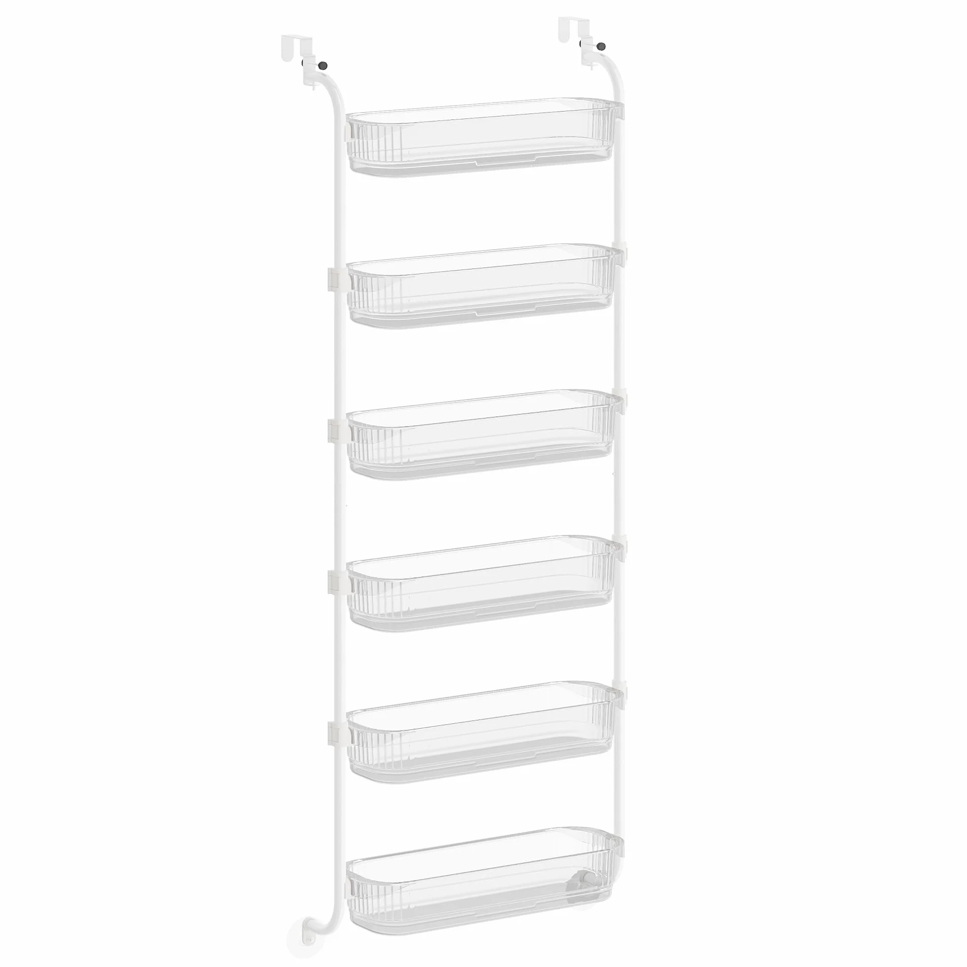 SONGMICS UKCS046WG01 - Organizador de despensa de cocina de 6 niveles con cestas altas ajustables, estante colgante para especias, para dormitorio, baño, lavandería, transparente