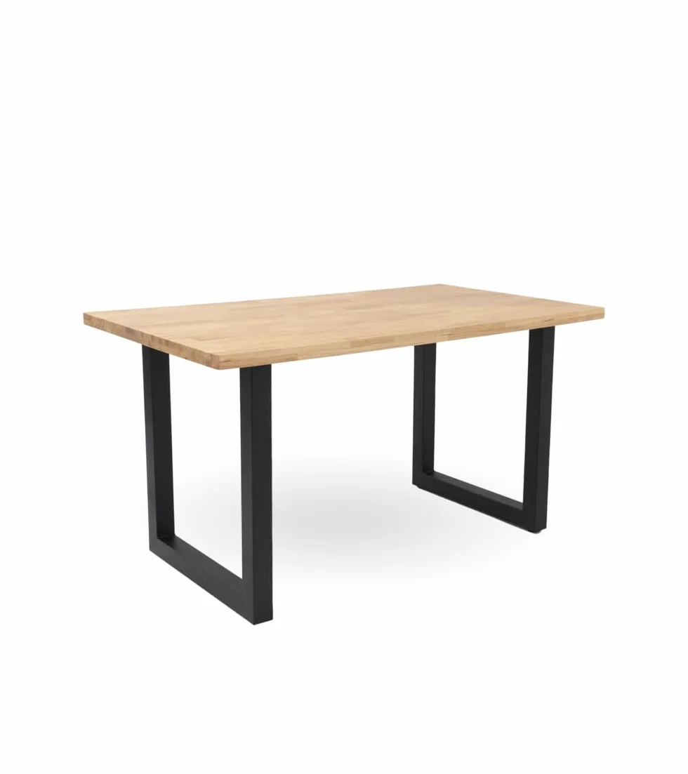 Home Heavenly® Mesa de Comedor, salón, Industrial Barcelona, Mesa de diseño Moderno y Robusto, Tablero en Listones de Madera con Acabado Recto Patas a Forma de U 140X80 cm