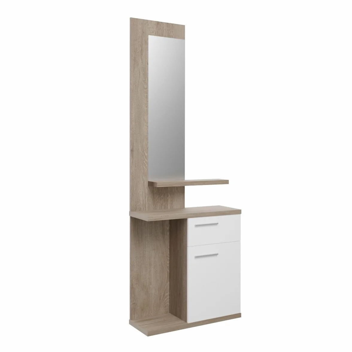 amuéblate Online - Mueble Recibidor Vertical, Modelo Iria, Práctico y Funcional, Color Blanco, Medidas: 60,5 cm Largo x 28 cm Fondo x 186,5 cm Alto