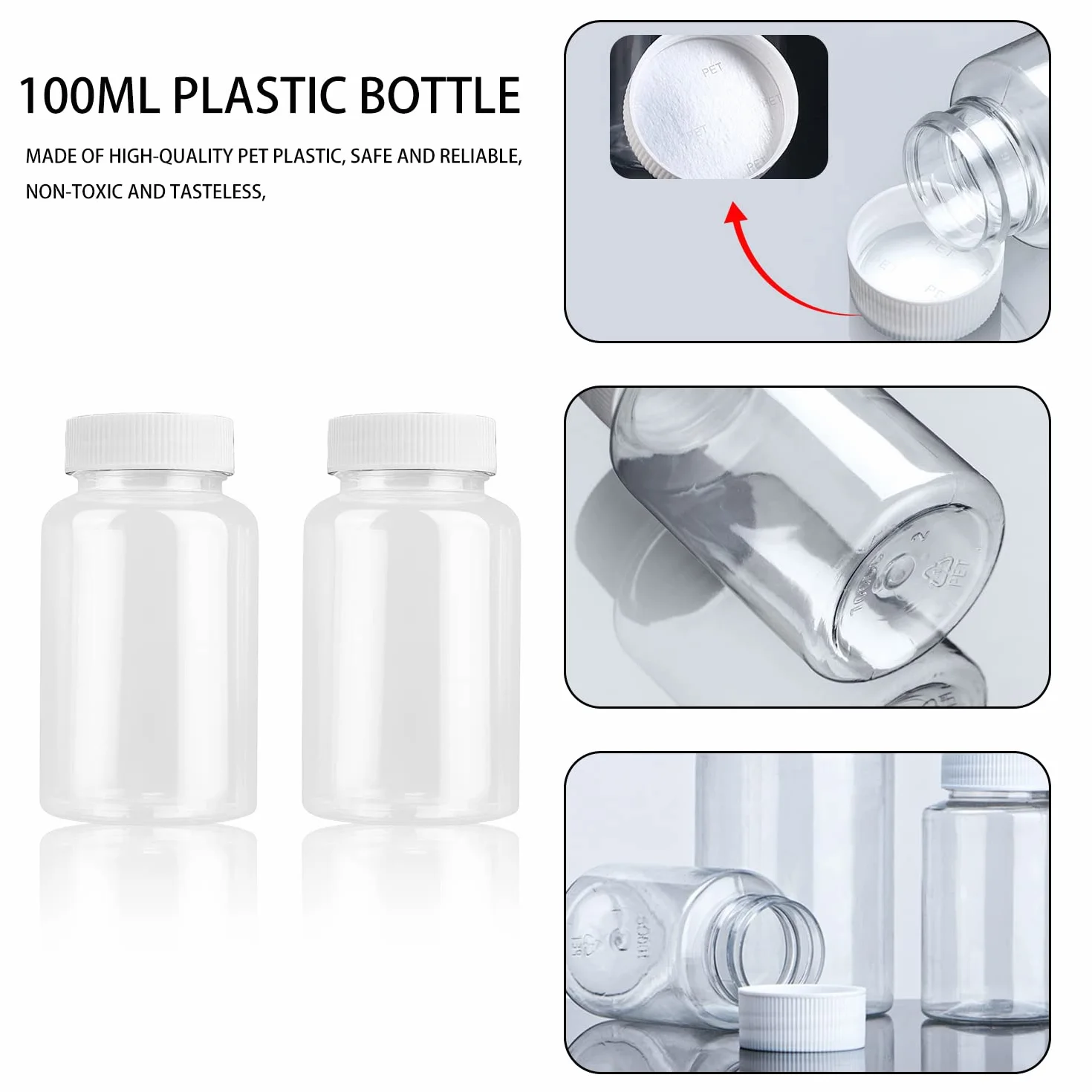 YUE QIN 12 Piezas Botellas de Jugo Reutilizables con Tapas Plástico Transparente Botellas de Pláptico con Pegatina Botella de Leche para Jugo Leche y Bebidas Limonadas (100ml)