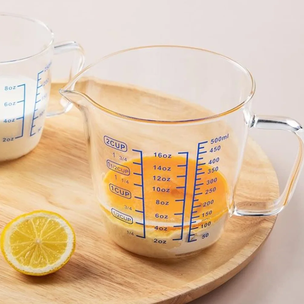 Vaso con Tazas de Leche graduadas Tazas medidoras para Hornear en casa Tazas de Desayuno Tazas graduadas Medidor de Cocina Durable (Color : 250ml) (500ml)