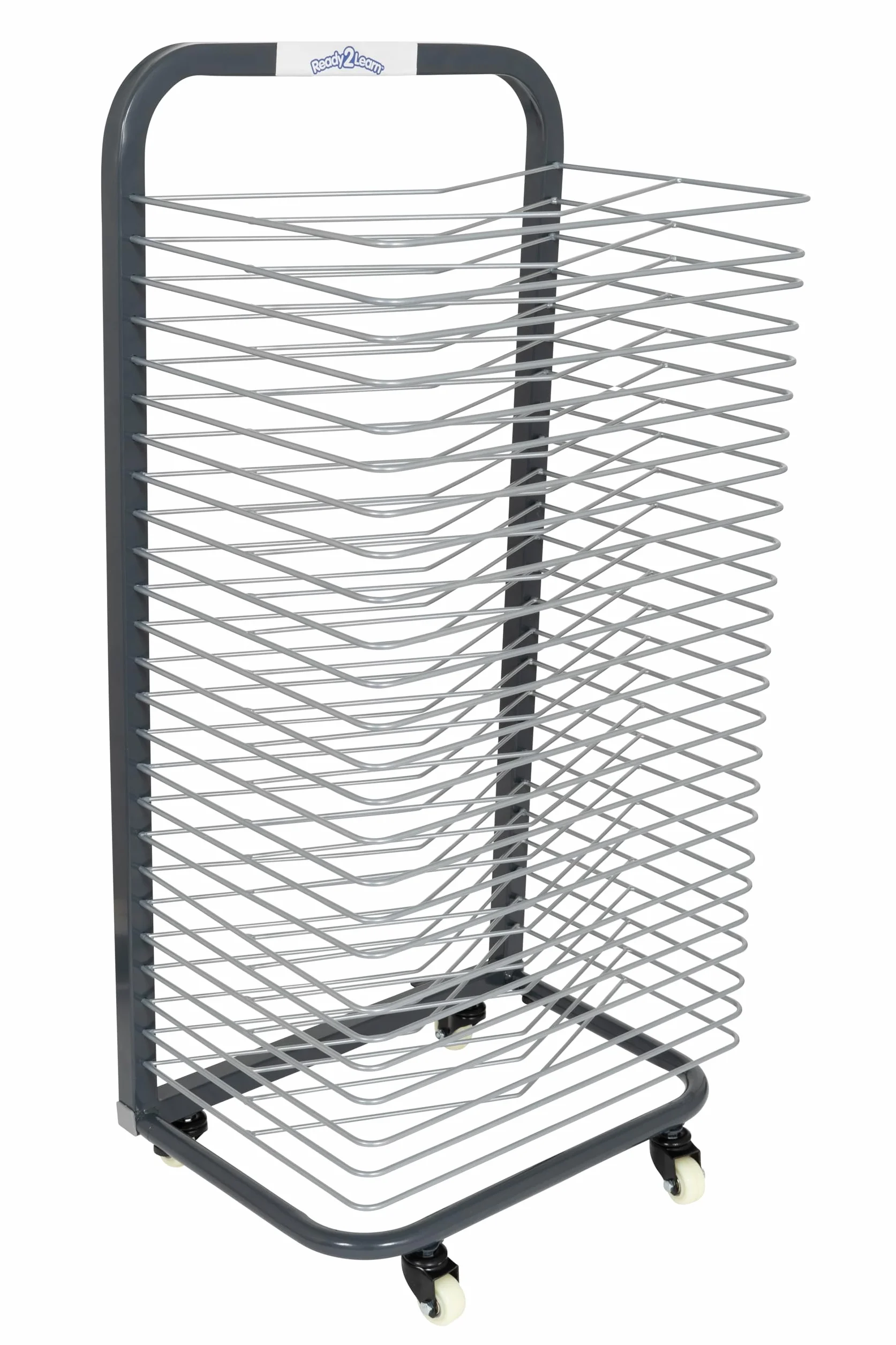 READY 2 LEARN Estante de Secado de Arte, Organizador de Arte Resistente para Pinturas y Dibujos, 25 estantes, Acero, 4 Ruedas, 2 Ruedas de Bloqueo, 96 cm de Alto x 45 cm de Ancho