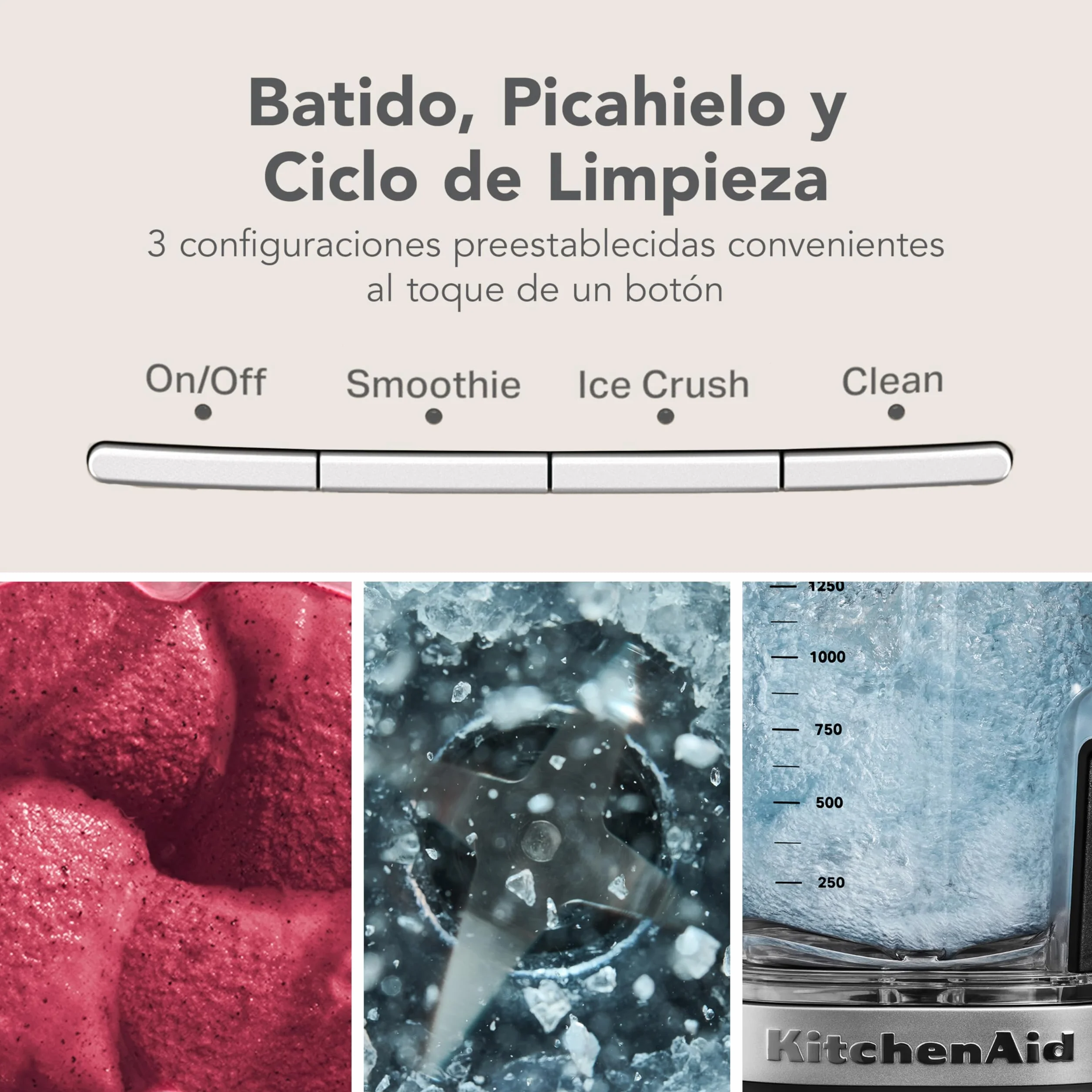 KitchenAid Batidora Pure Power, Jarra 2L Sin BPA, 10 Velocidades, Hielo y Smoothie, Cuchillas Asimétricas de Acero, Base Metal Fundido, Rojo Imperio