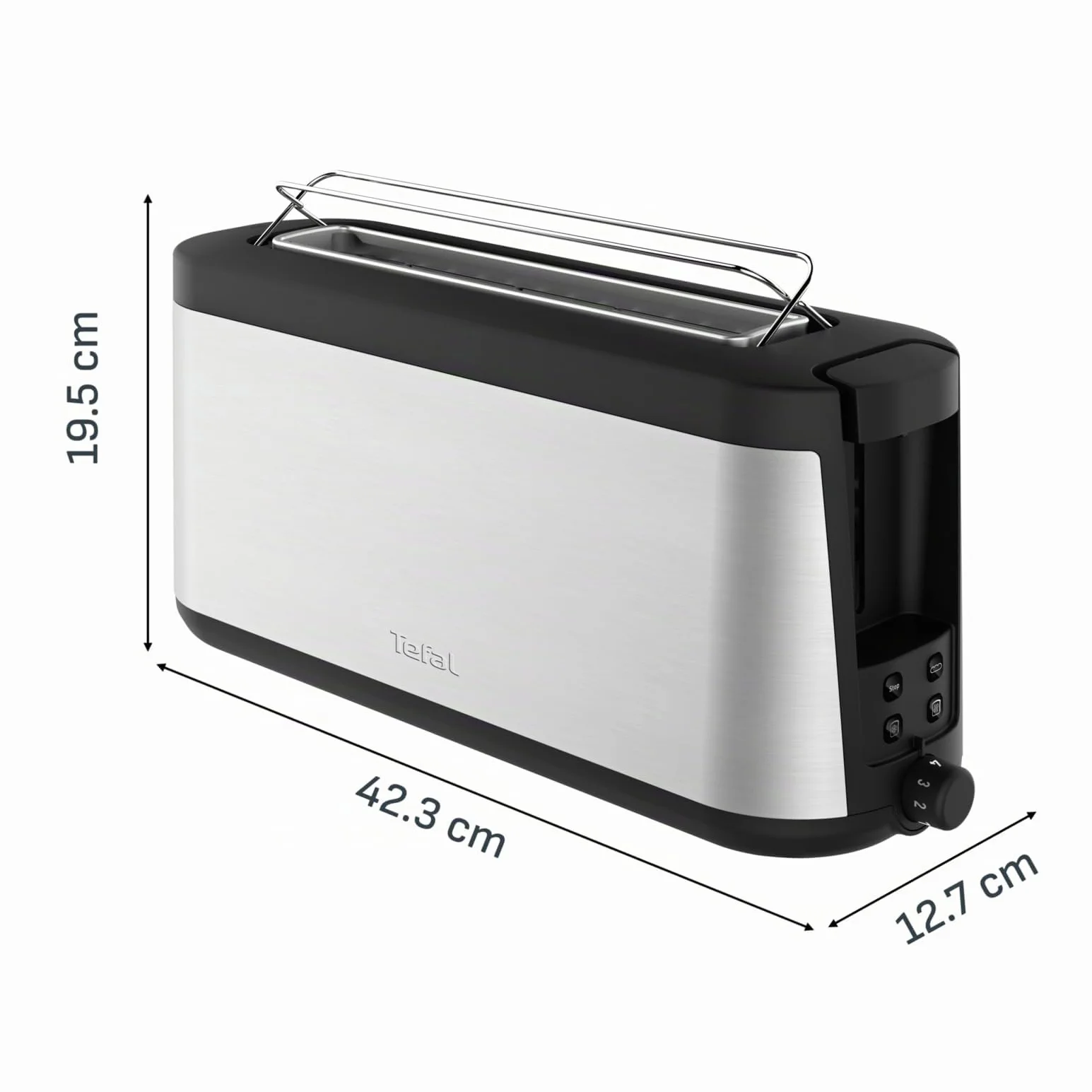 Tefal Tostadora Element TL4308, 25 cm ranura larga, 7 niveles tostado, 1000W, Negro acero inoxidable