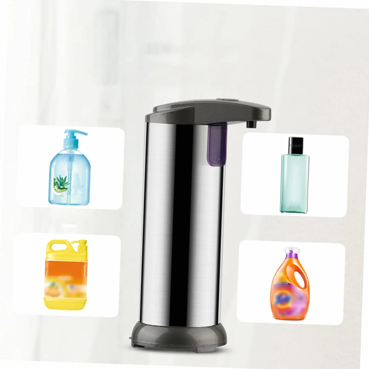 Cabilock Dispensador De Jabón Automático Sensor De Acero Inoxidable Dispensador De Jabón Sin Contacto para Cocina Baño para Uso Doméstico y Comercial
