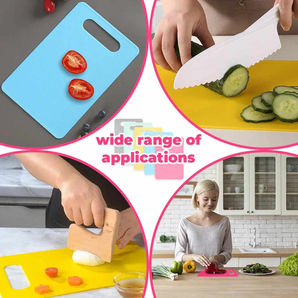 5 Piezas Tablas de Cortar Plástico Cocina 29x19cm Antibacteriana Sin BPA