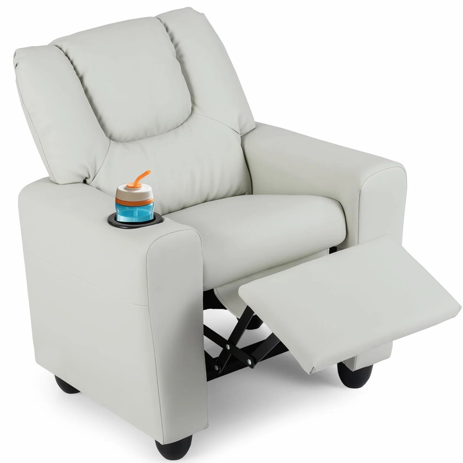 LIFEZEAL Sofá infantil, sillón infantil con función reclinable, sillón relax 2 en 1 para niños, sofá infantil con reposapiés ajustable y soporte para bebidas, sofá pequeño para habitación infantil