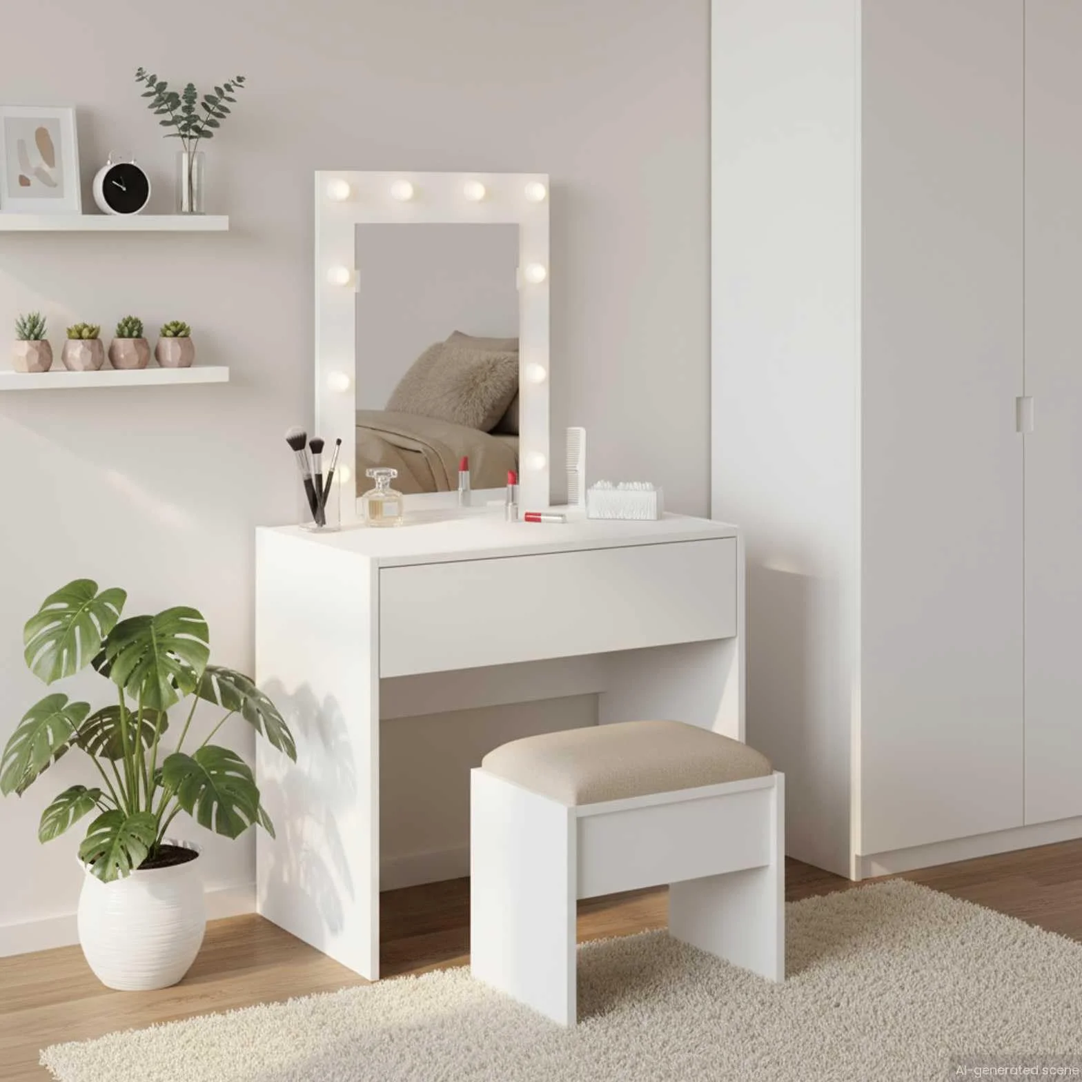 vidaXL Mesa Tocador con cajón 60 x 40 x 70 cm Madera de ingeniería, Mesa de tocador Moderna, tocador Elegante, Funcional en el Dormitorio, con Almacenamiento