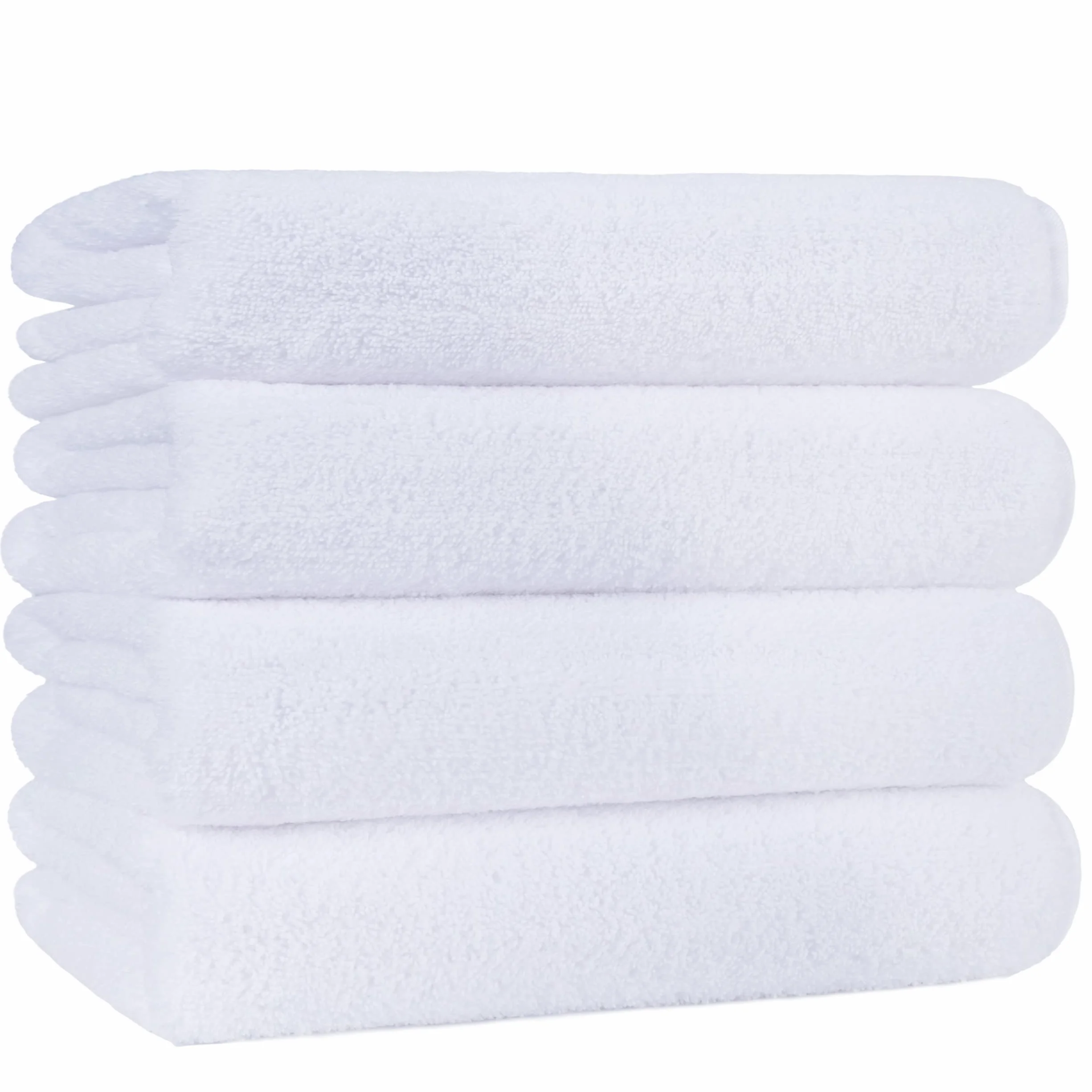 Polyte - Toalla de baño de Microfibra superabsorbente antipelusa - Secado rápido - Blanco - 145 x 76 cm - Pack de 4