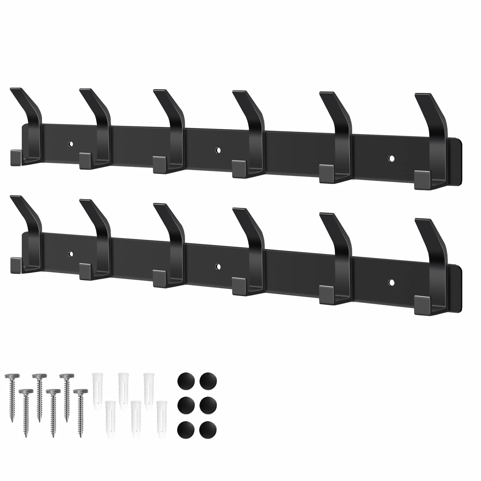 AUXHCYL Percheros Pared Negro 2 Piezas Colgador Ropa Pared 6 Ganchos para Chaquetas Abrigos Bolsos