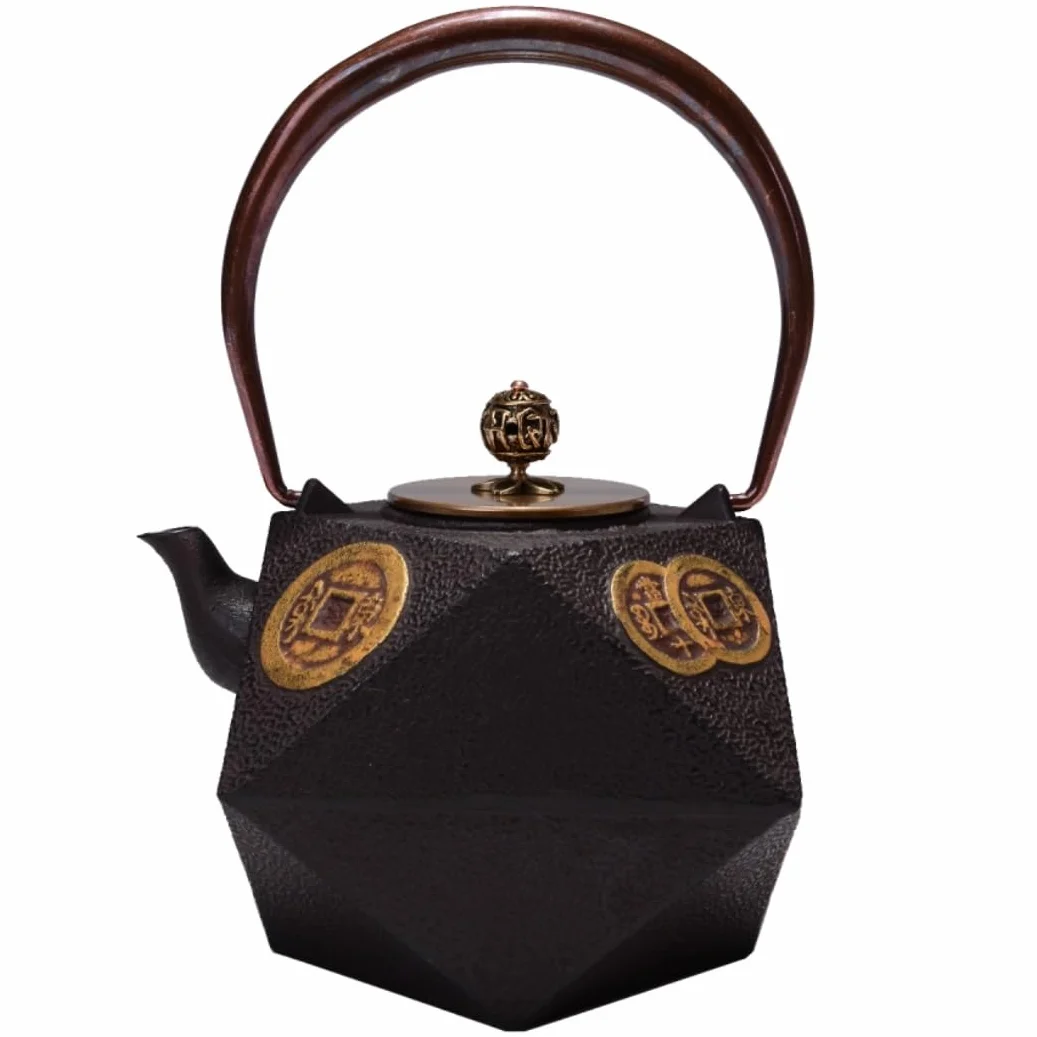 Tetera Marroqui Tetera De Hierro Fundido De 1,2 L, Tetera De Hierro, Tetera De Hierro Fundido, Tetera Hecha A Mano, Cubierta De Cobre Y Hierro, Tetera Retro Tetera Turca