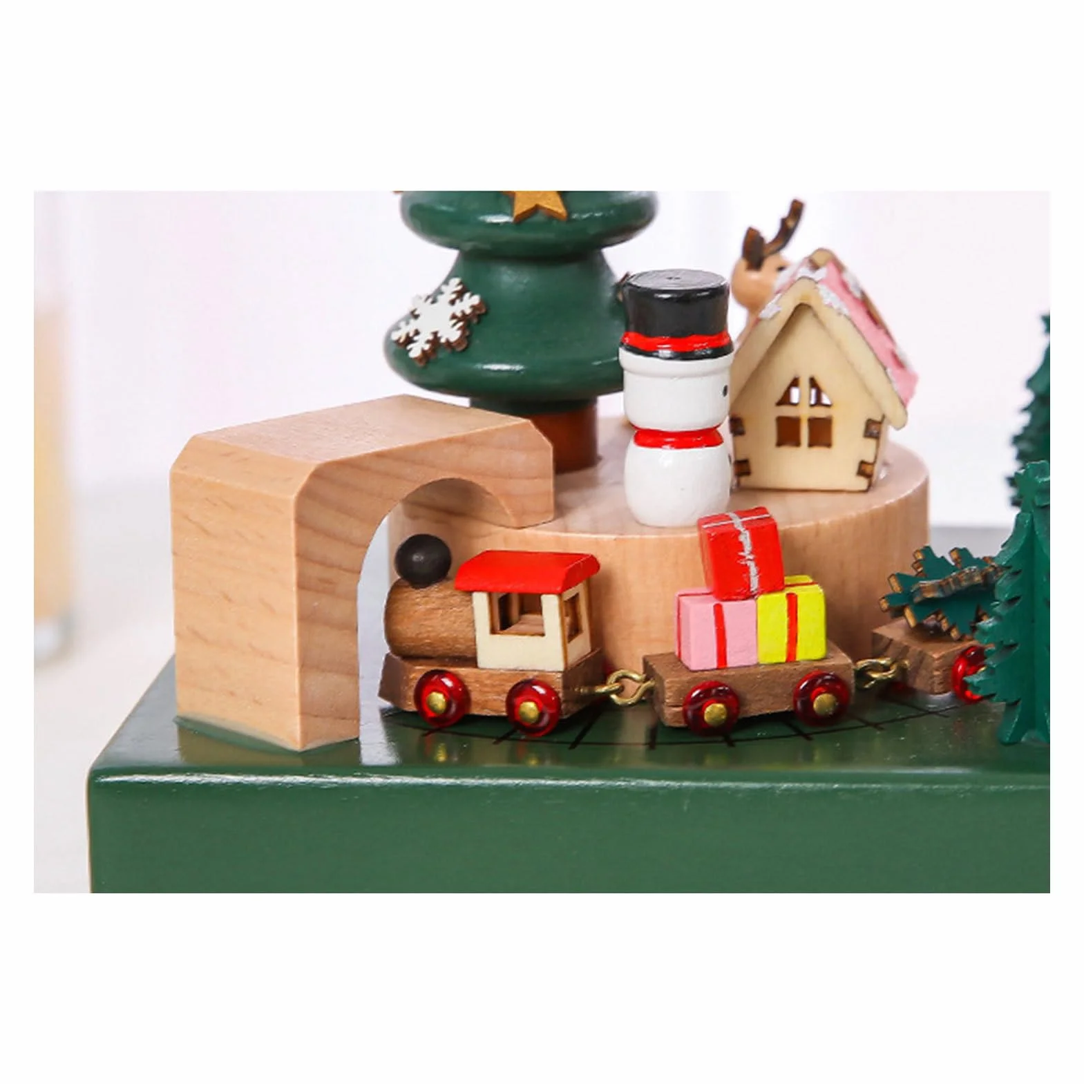 de música de Navidad, musical de madera, de música, tren magnético | decoración navideña, artesanía de escritorio, de música con tren móvil, ligera, para interiores, coleccionable