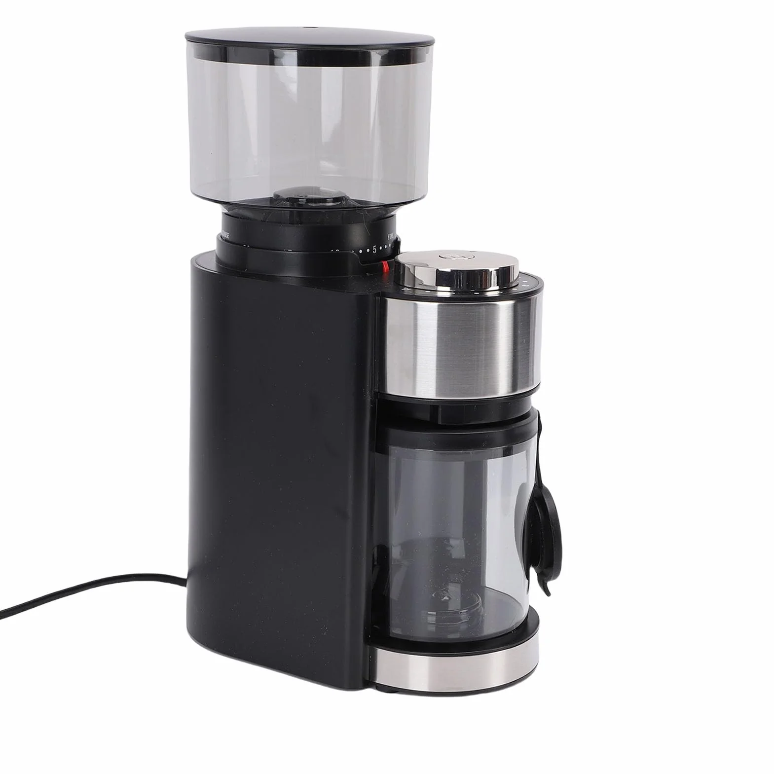 Molinillo de Café Eléctrico de Muelas Cónicas, Ajustable de Acero Inoxidable, Depósito de 250g con Piezas Desmontables para Uso Doméstico y Oficina (Enchufe europeo 220V)
