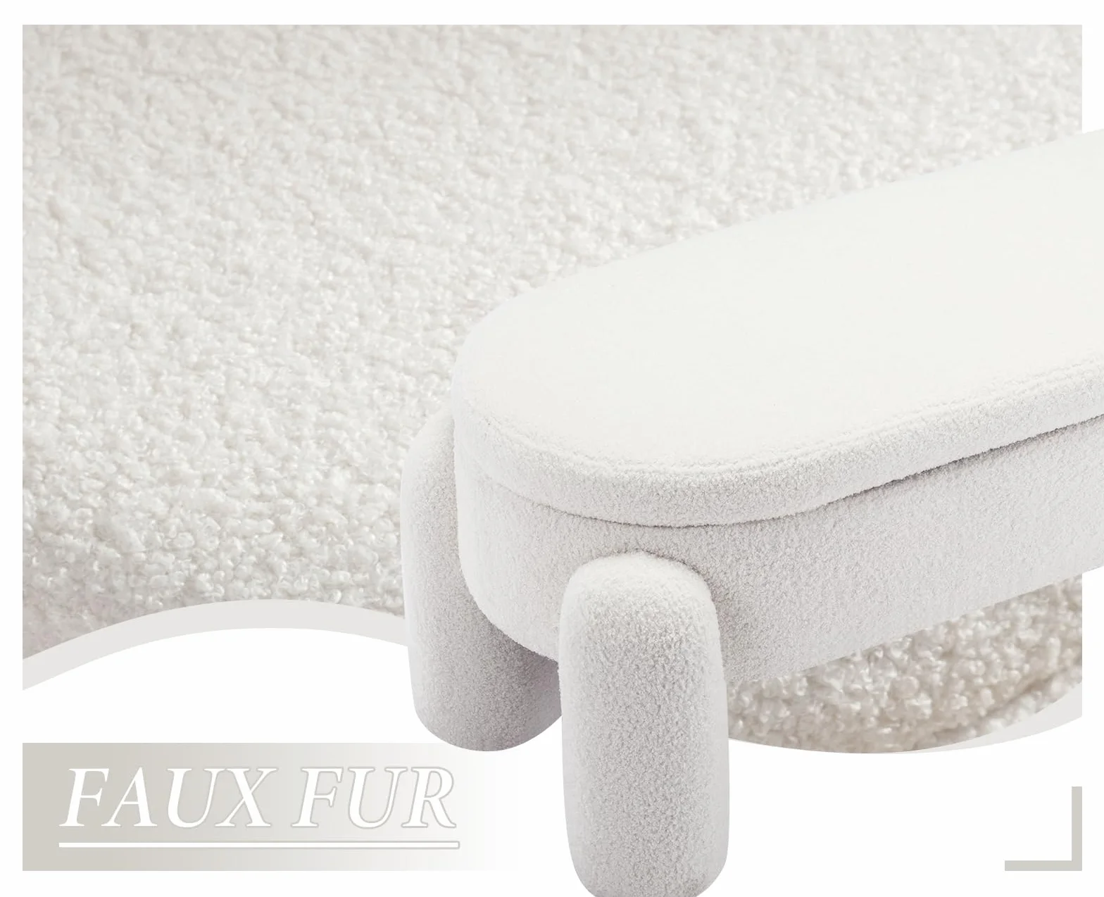 chairus Banco de Almacenaje para Pie de Cama Bancos Tapizados de Piel sintética, Banqueta con Patas Baúl para Tocador/Recibidor, Blanco